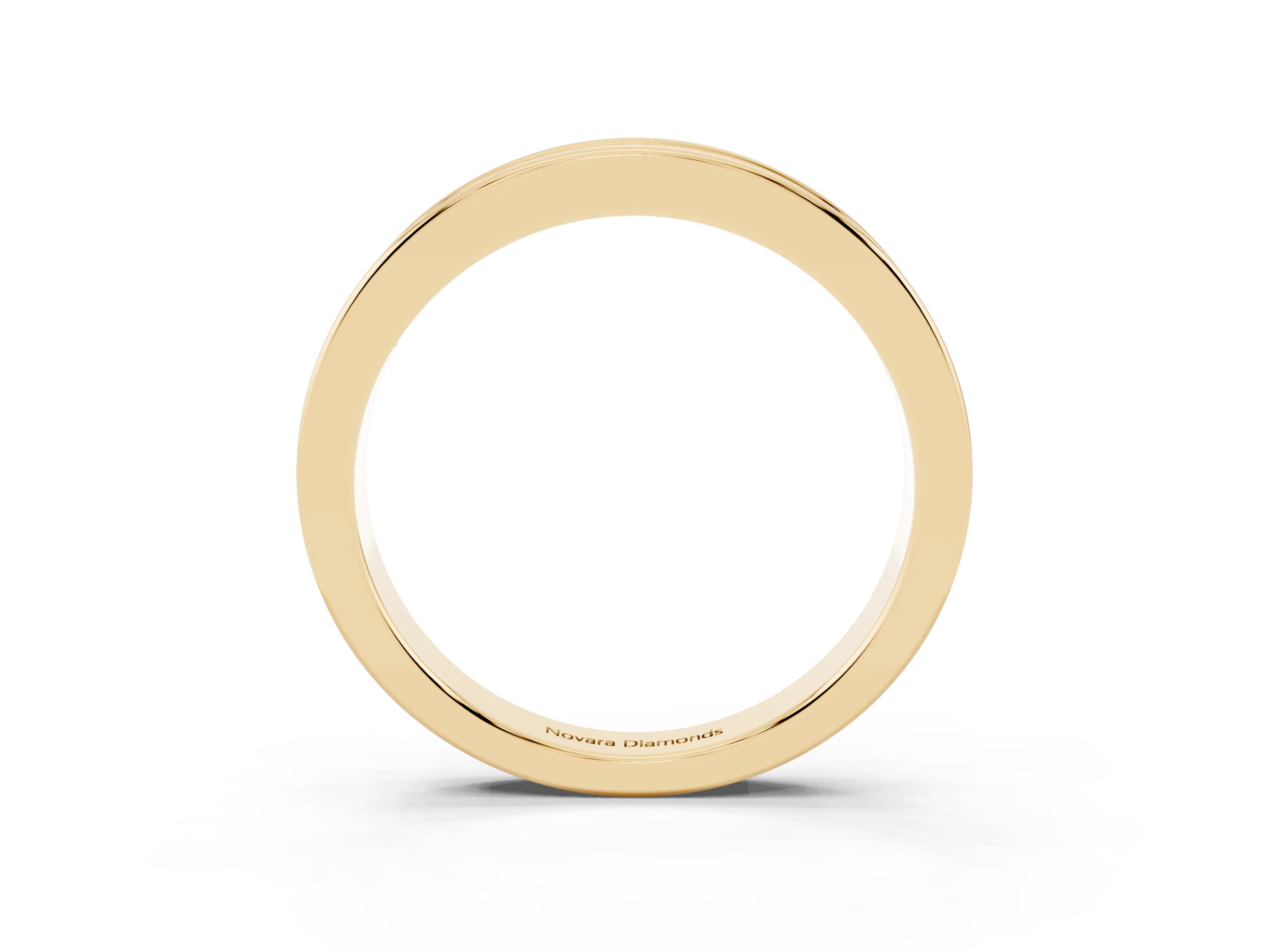 Round Diamond Channel Eternity Band Set in Yellow gold with Smooth Metal Walls