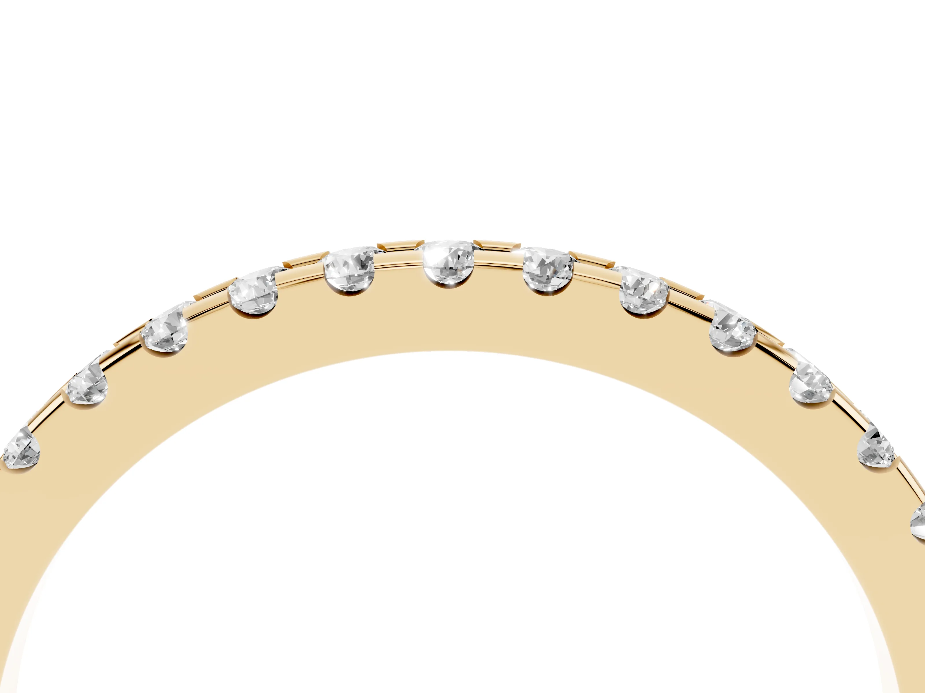 Round Diamond Eternity Band Set in Yellow gold with Pavé Micro Prong Setting