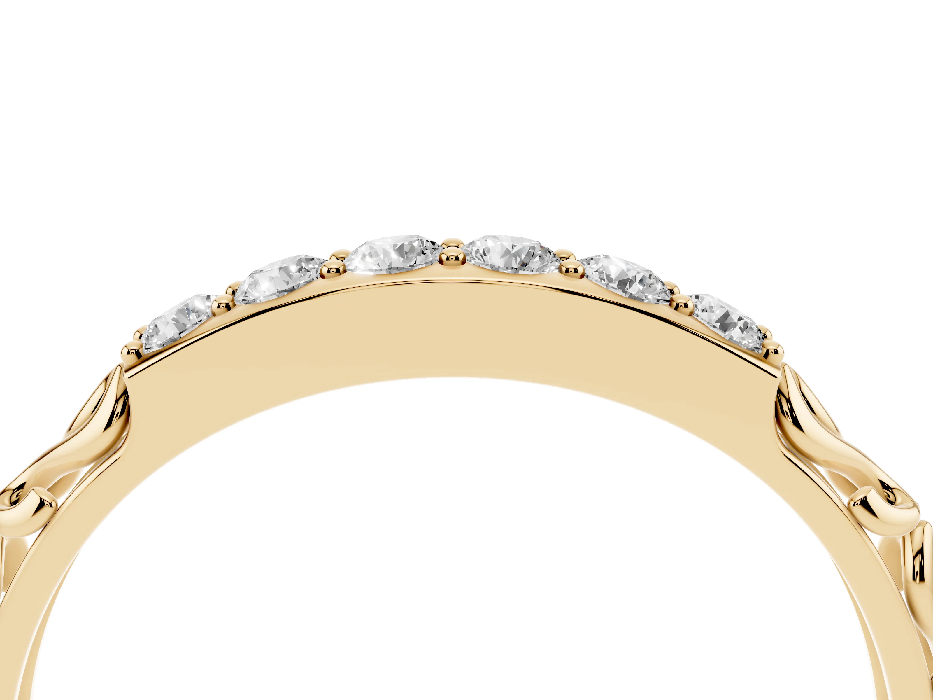Round Diamond Bar Set Eternity Band Set in Yellow gold with Filigree Sides