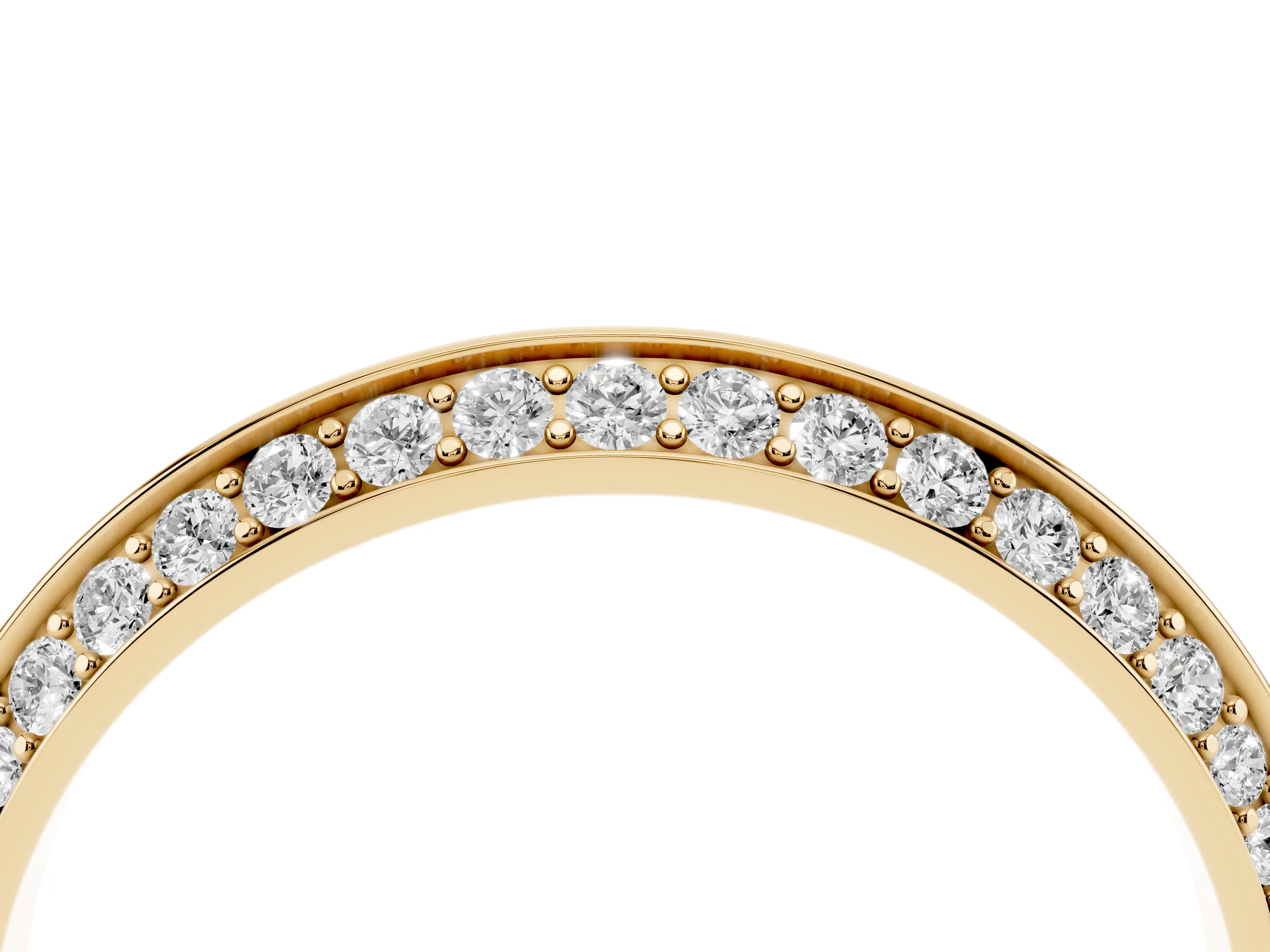Round Diamond Double Row Pavé Eternity Band Set in Yellow gold with Channel Setting