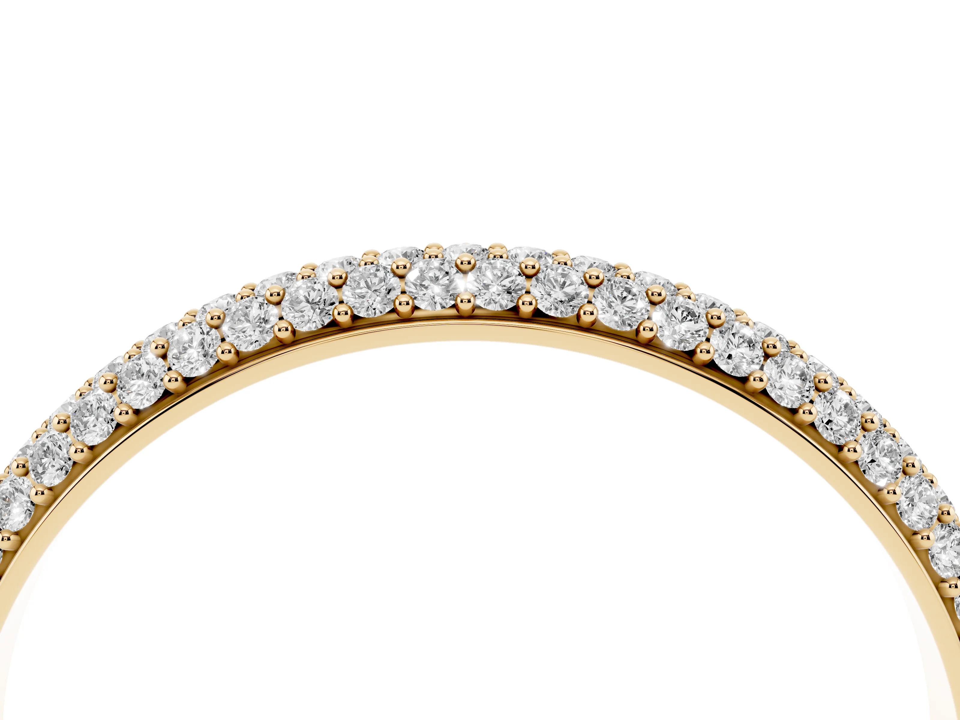 Round Diamond Three-Row Pavé Eternity Band Set in Yellow gold