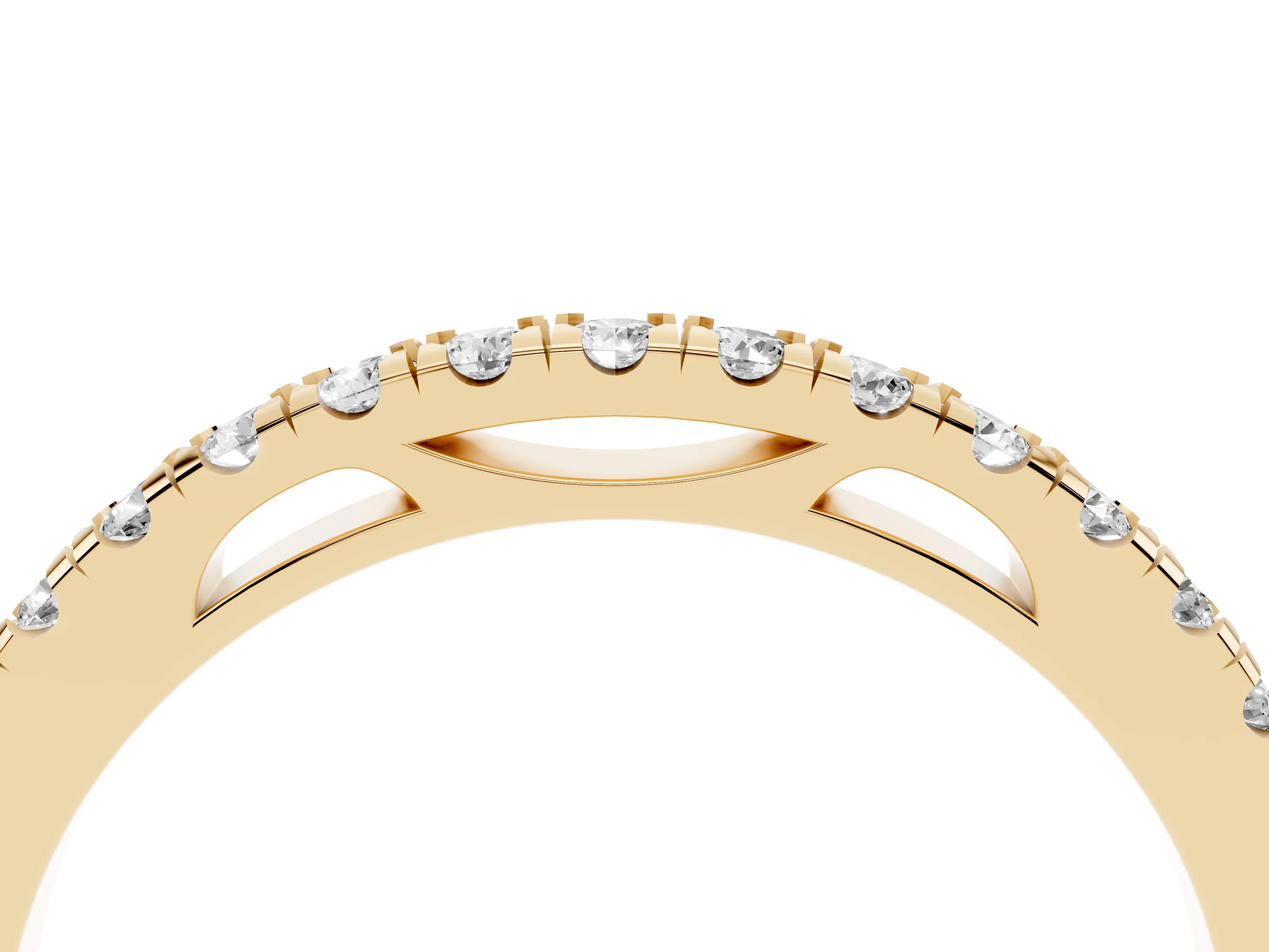 Round Diamond Eternity Band Set in Yellow gold with Pavé-Set Row