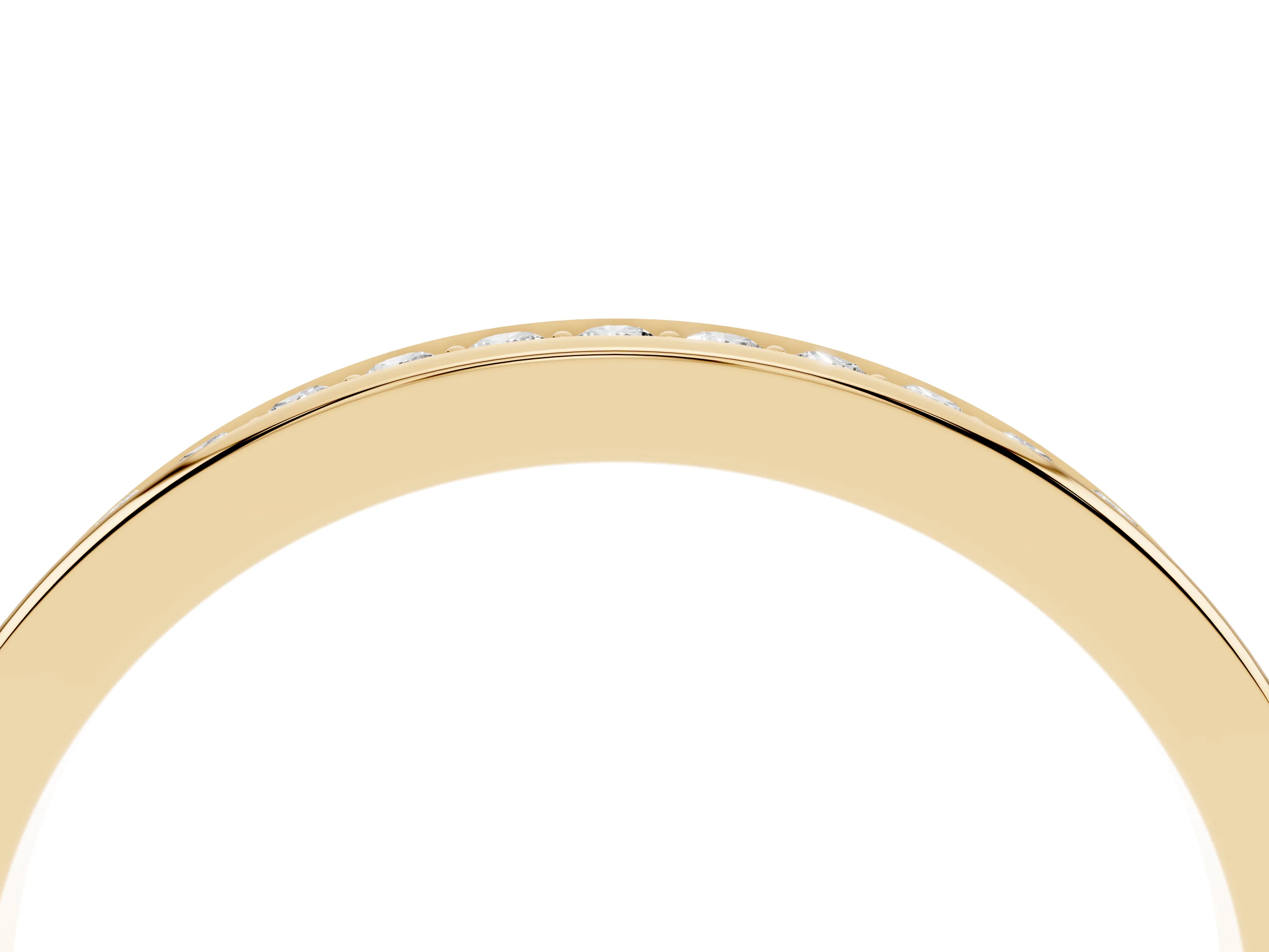 Round Diamond Pavé Half Eternity Band Set in Yellow gold with Open Lower Shank