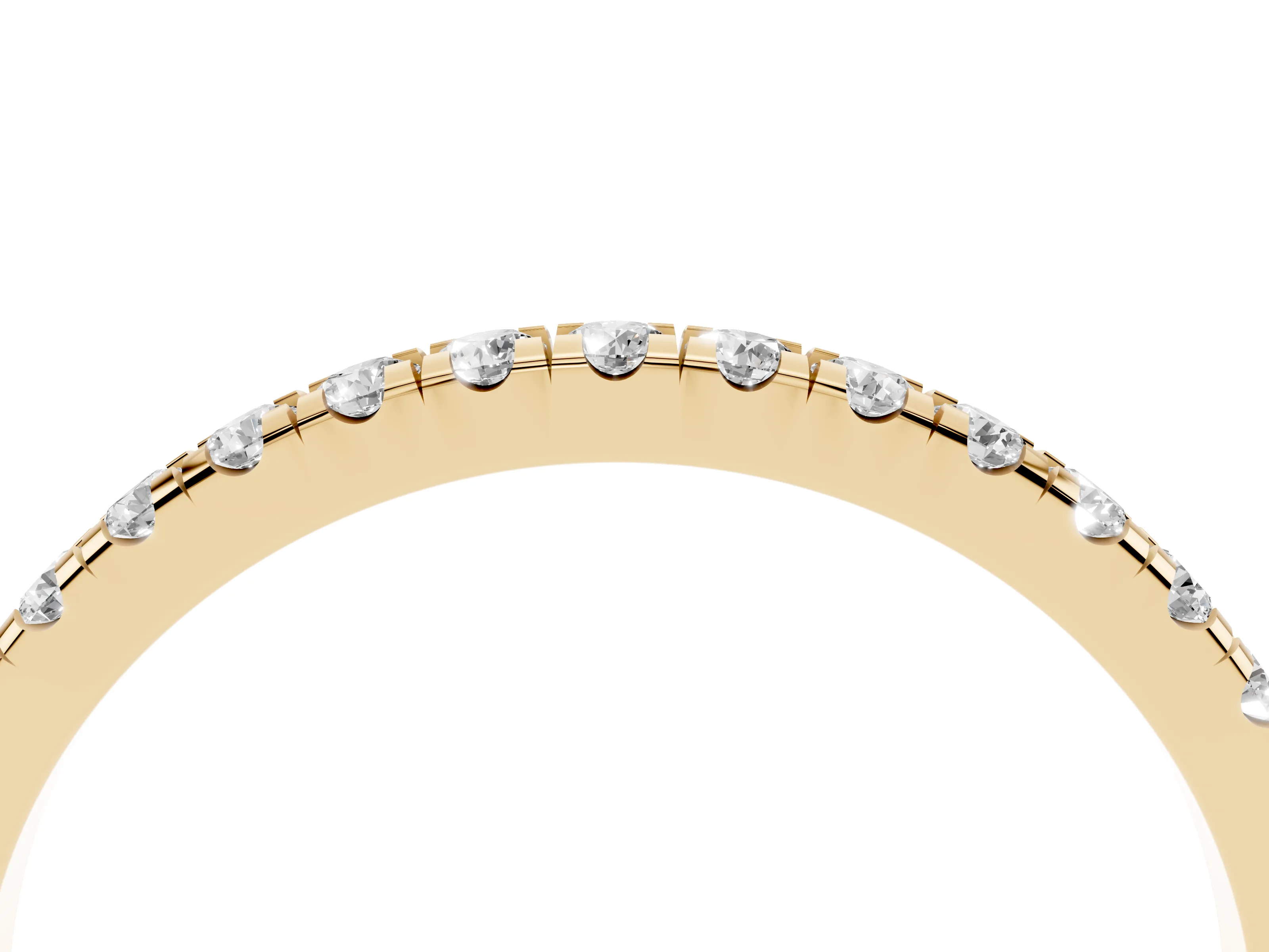 Round Diamond Top-Row Pavé Half Eternity Band Set in Yellow gold with Shared Prongs