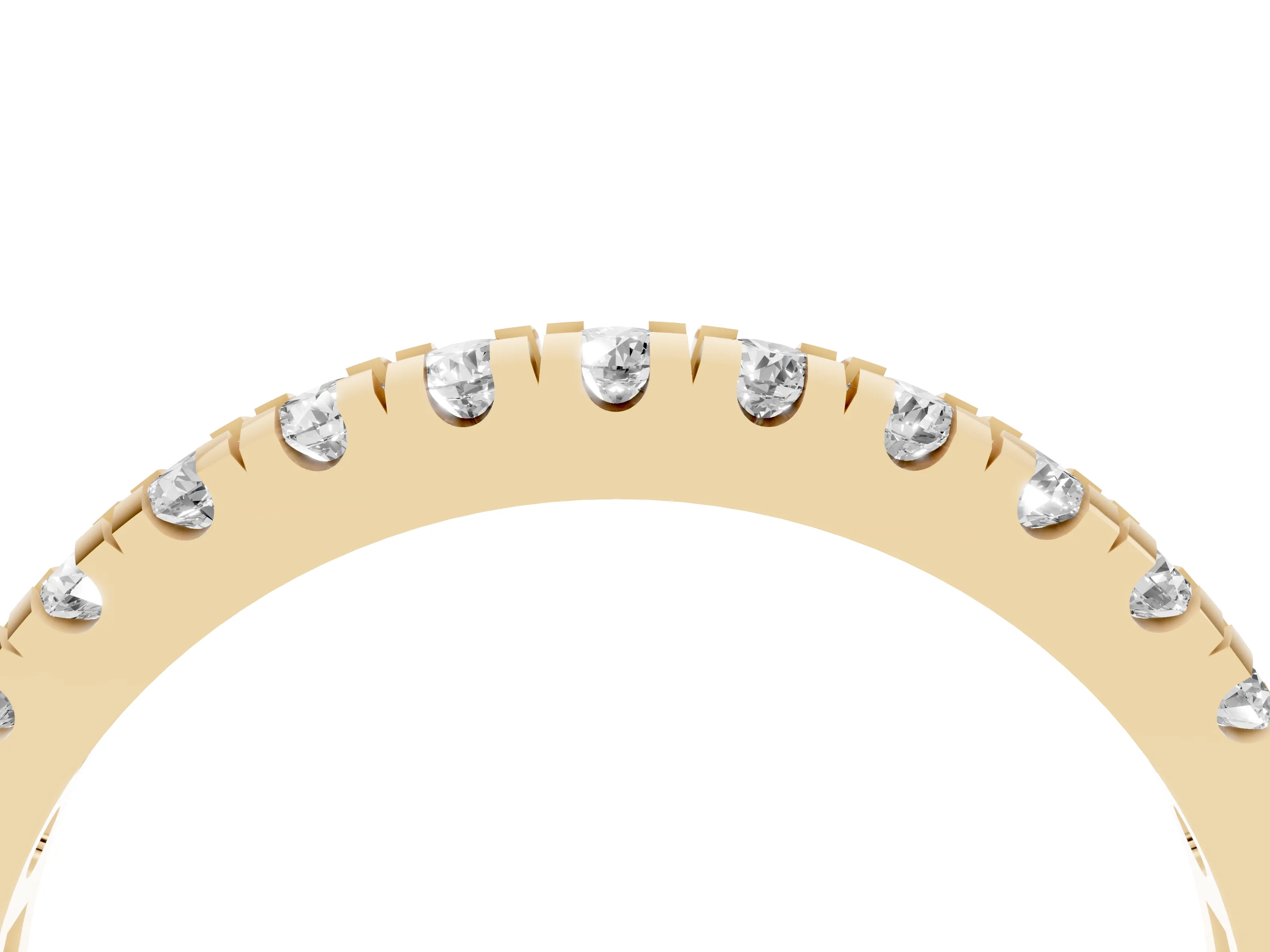 Round Cut Diamond Pavé Thin Band Set in Yellow gold