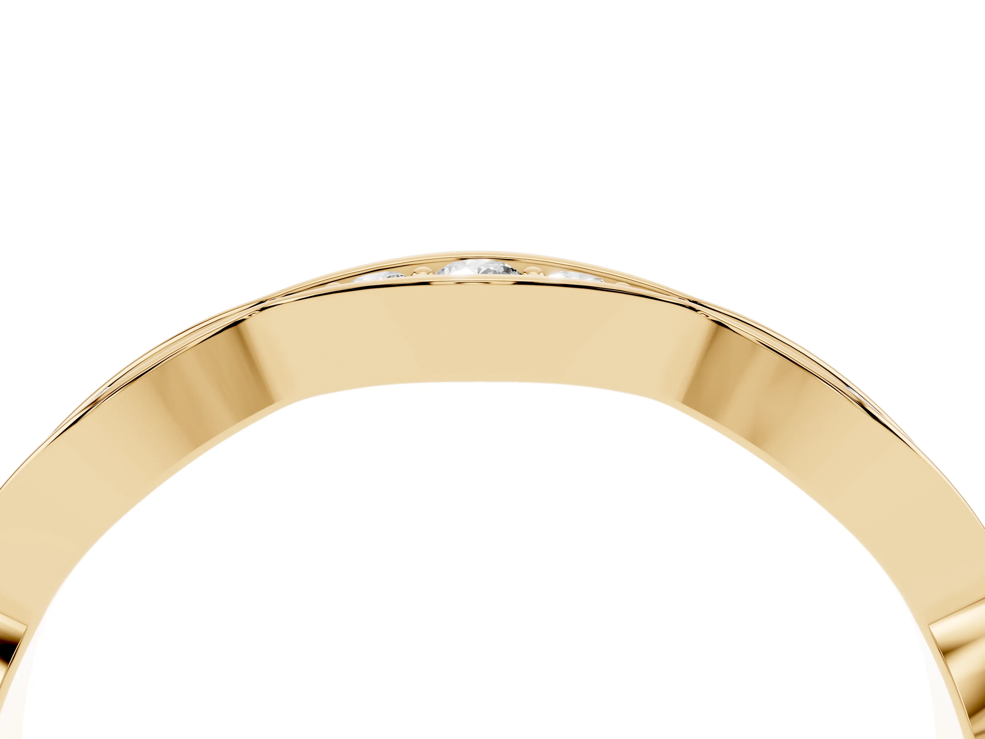 Round Diamond Scalloped Pavé Eternity Band Set in Yellow gold