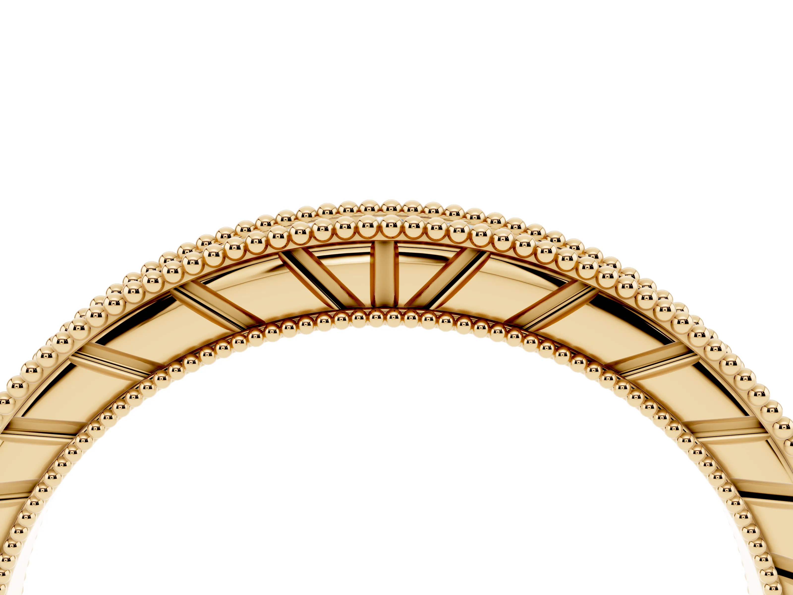 Round Diamond Eternity Band Set in Yellow gold with Milgrain Channel Edges