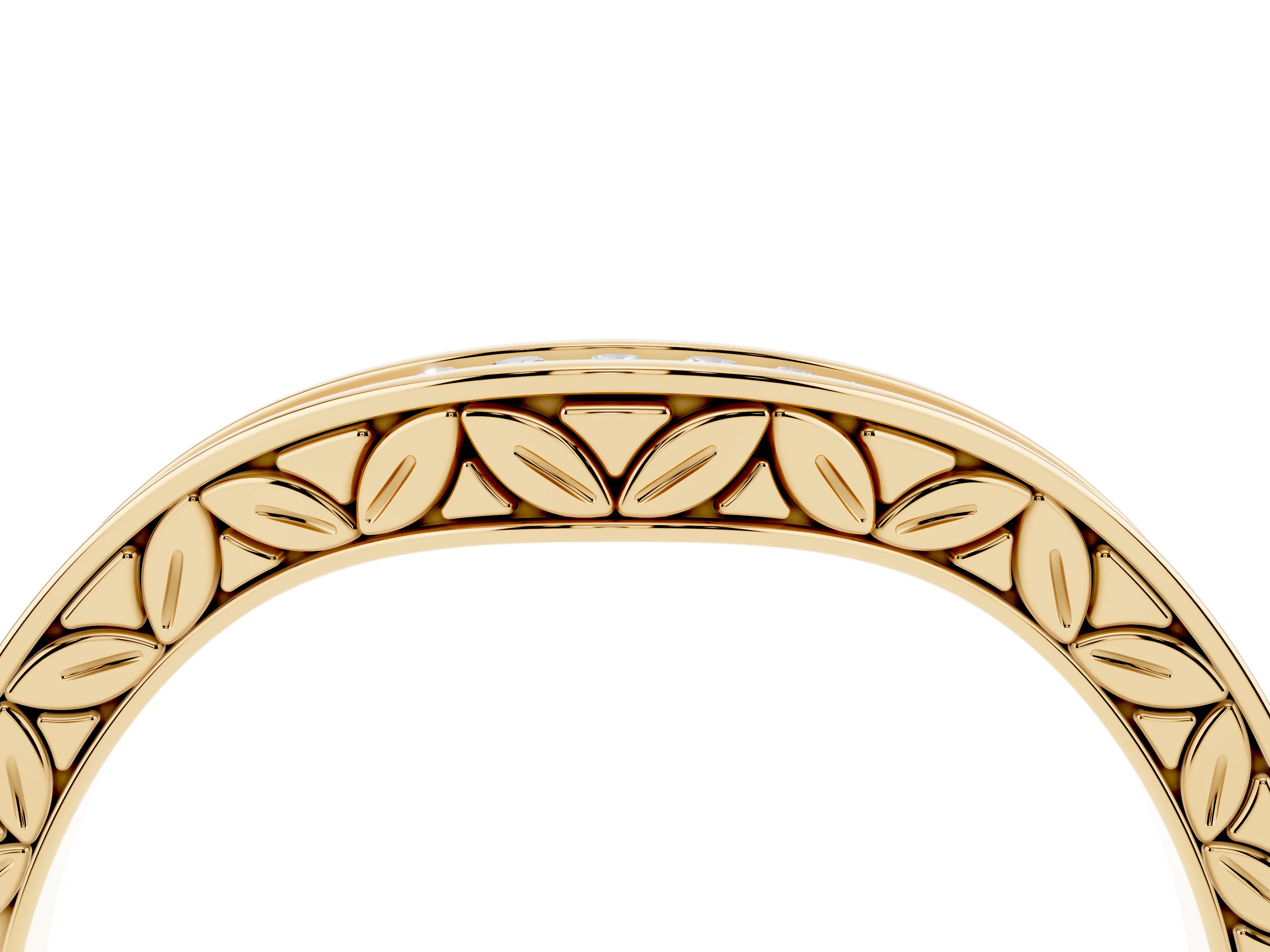 Round Diamond Wave Band Set in Yellow gold with Channel Setting