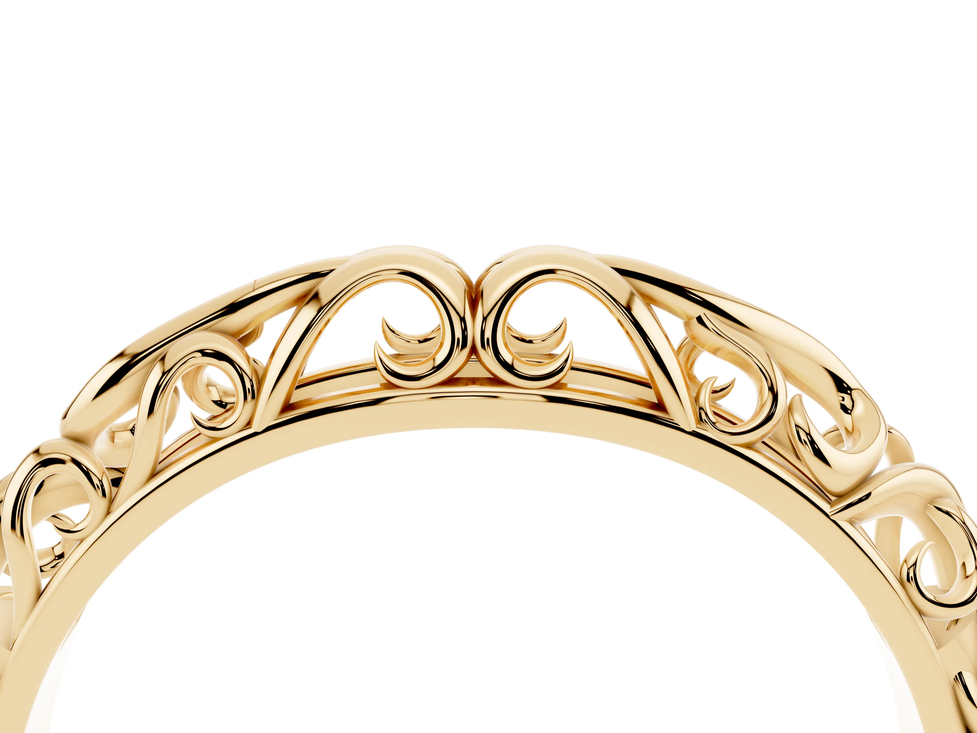 Twisted Vine Filigree Band Set in Yellow gold