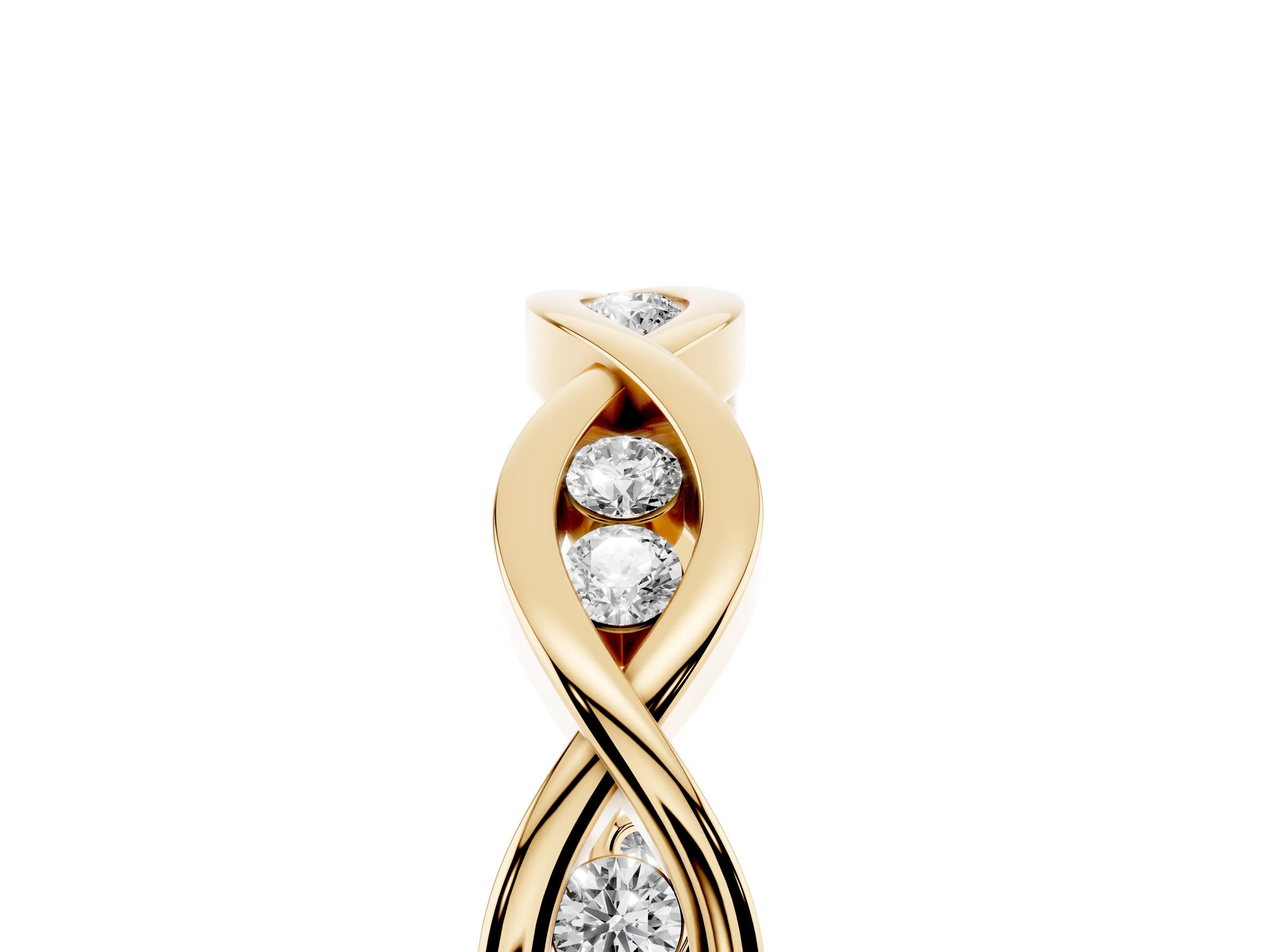 Round Diamond Twist Eternity Band Set in Yellow gold with Bezel Setting