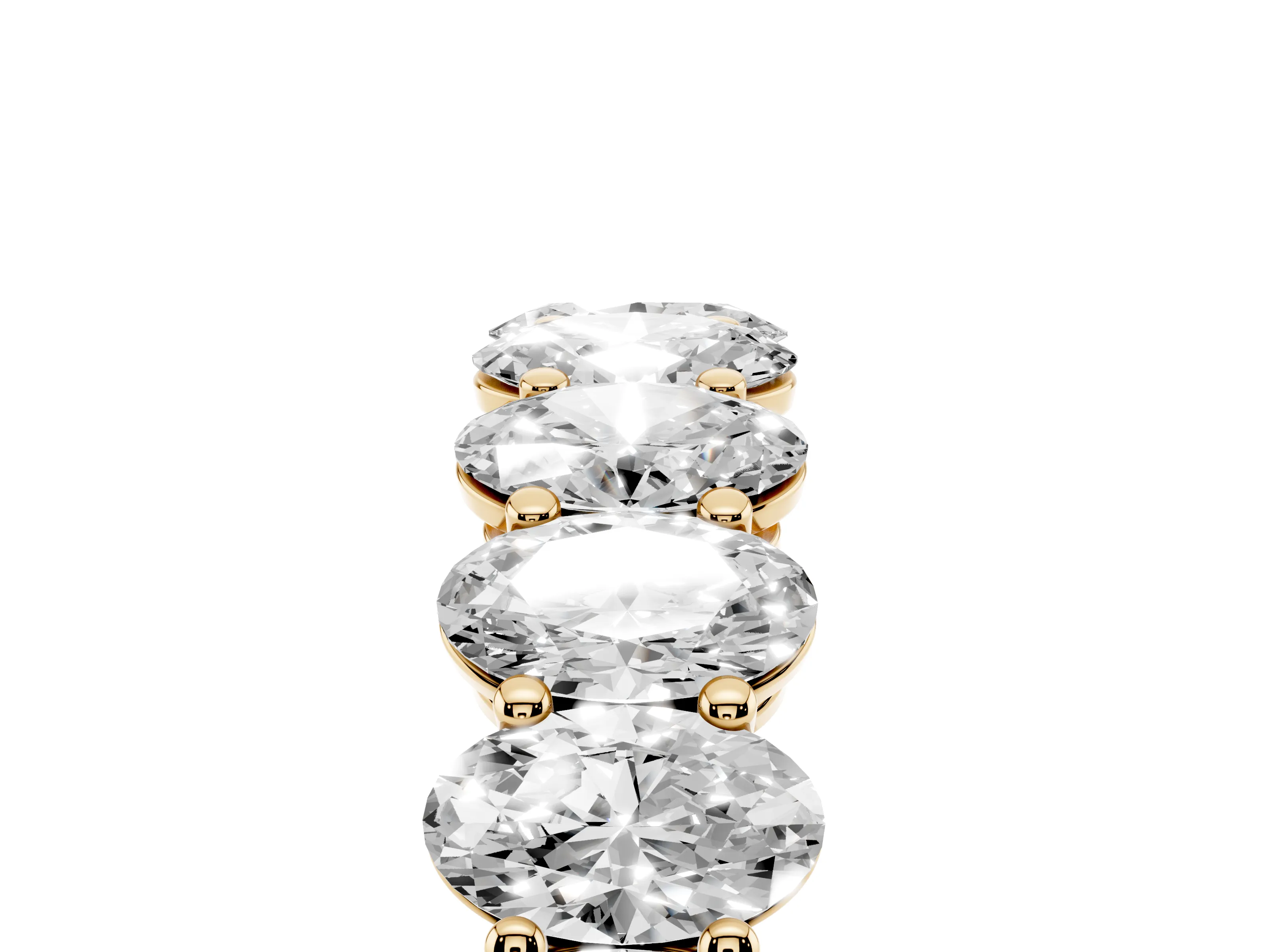 Oval Diamond Eternity Band Set in Yellow gold with Prong Setting