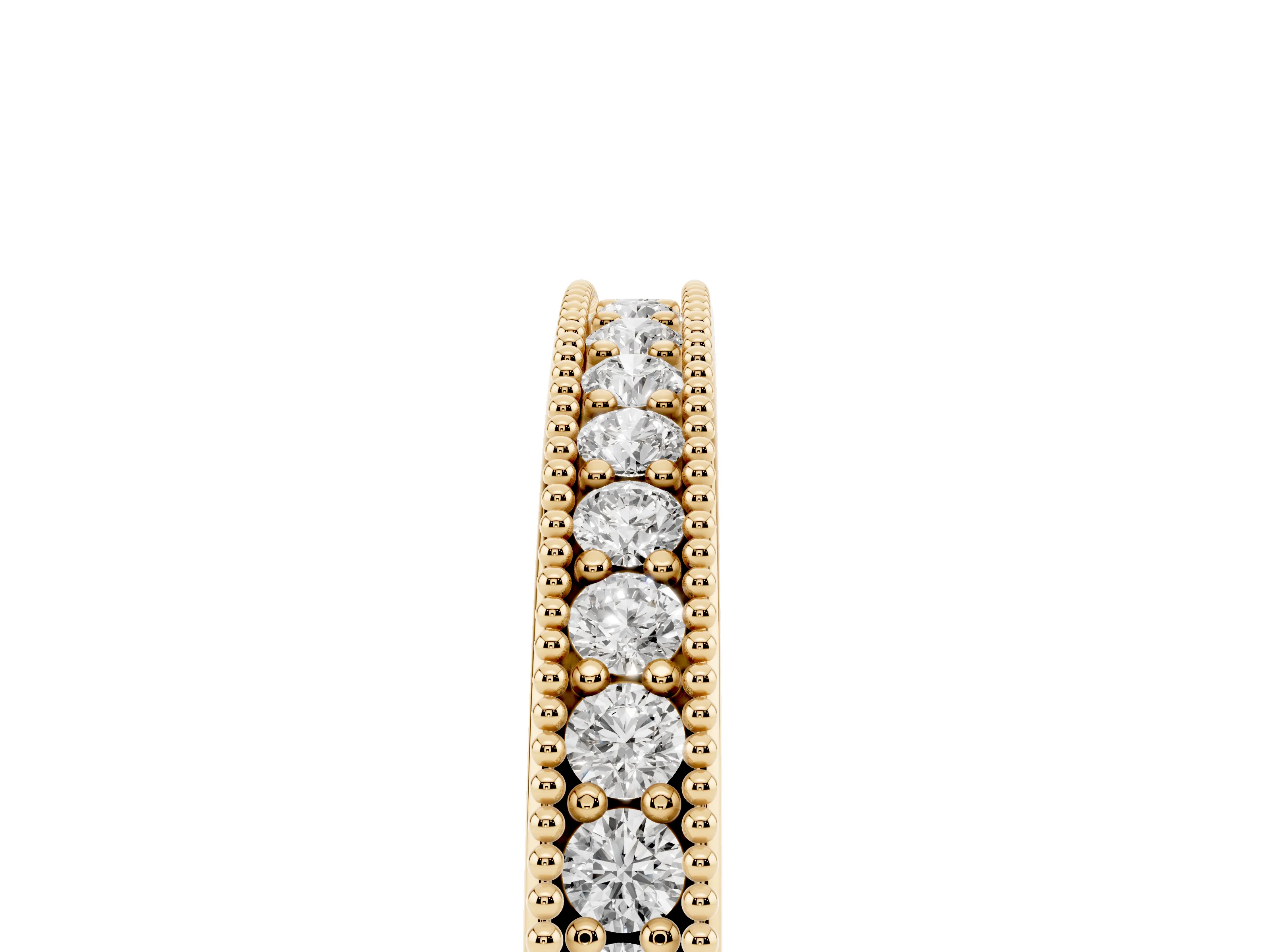 Round Diamond Pavé Eternity Band Set in Yellow gold with Milgrain Edge Trim