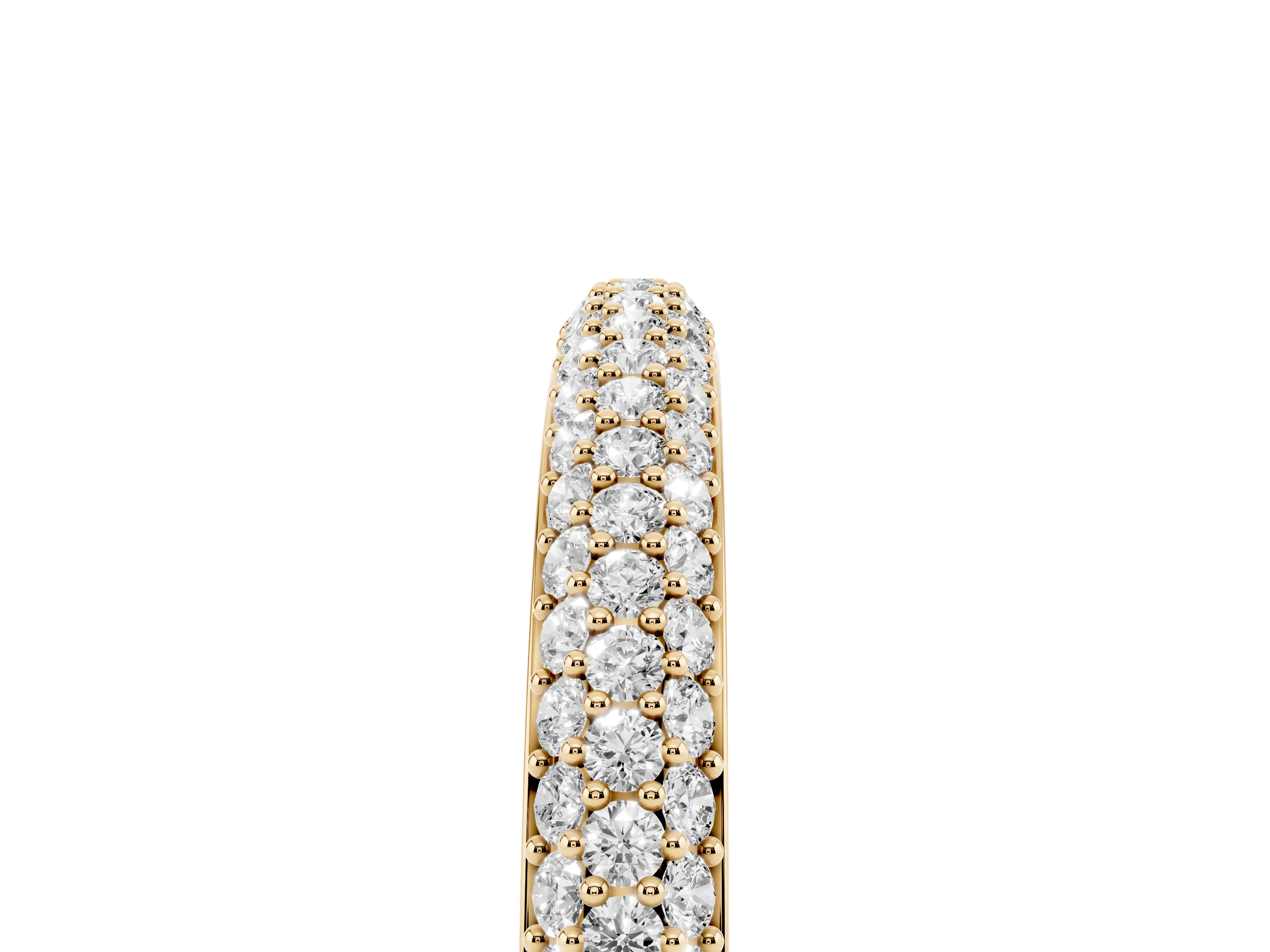 Round Diamond Three-Row Pavé Eternity Band Set in Yellow gold
