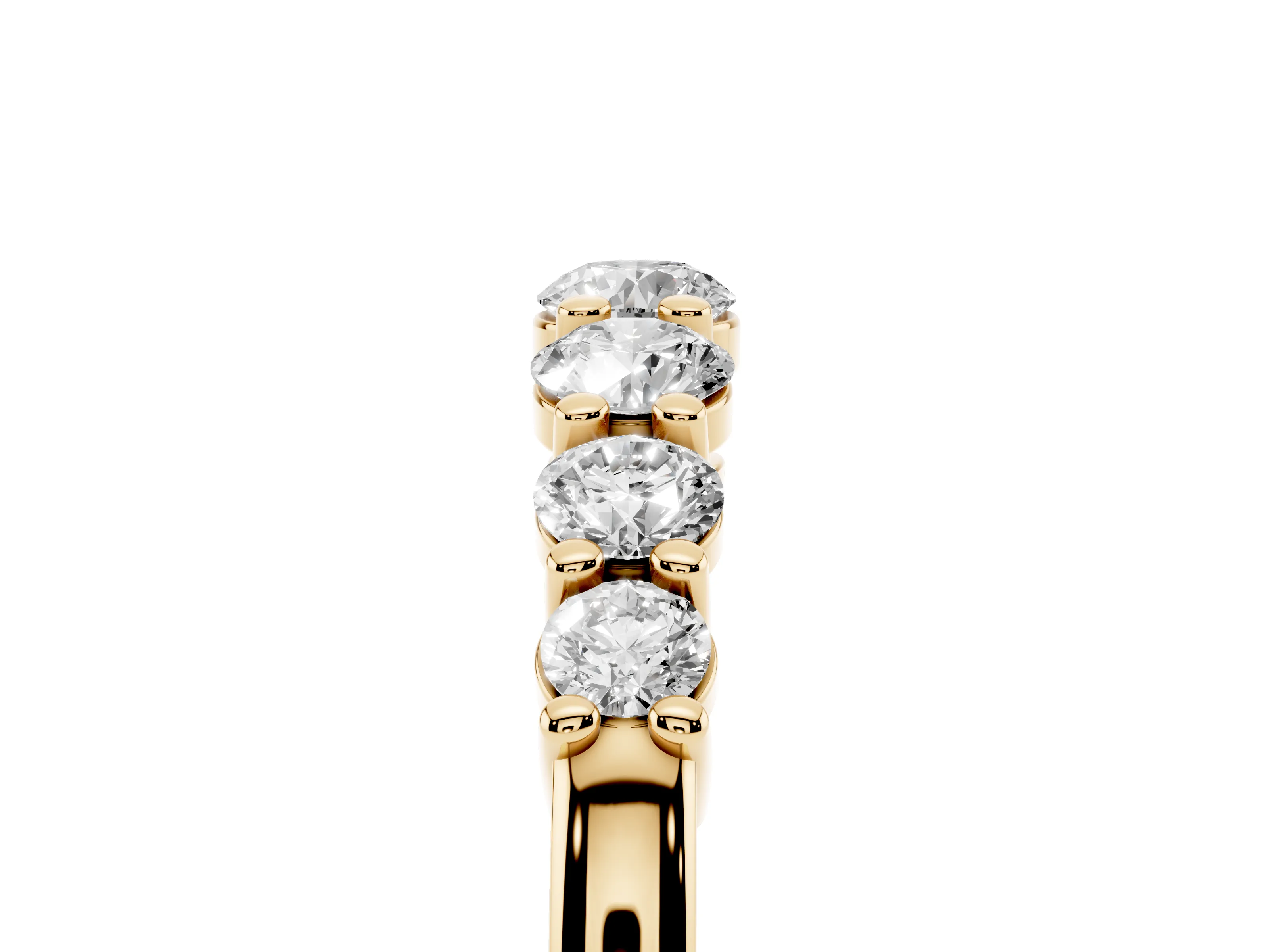 Round Diamond Half Eternity Stacking Band Set in Yellow gold with Prong Setting