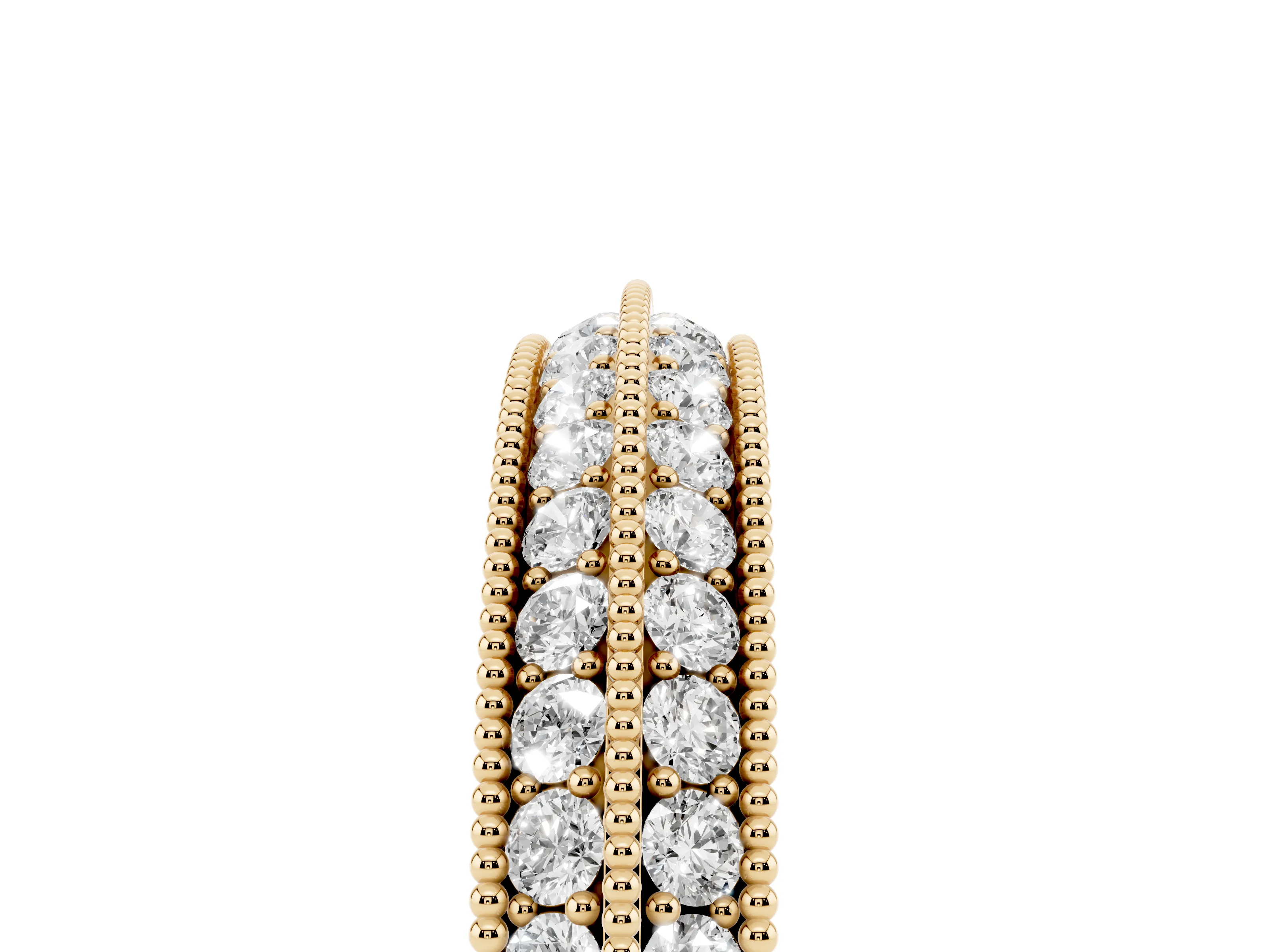 Round Diamond Milgrain Pavé Eternity Band Set in Yellow gold