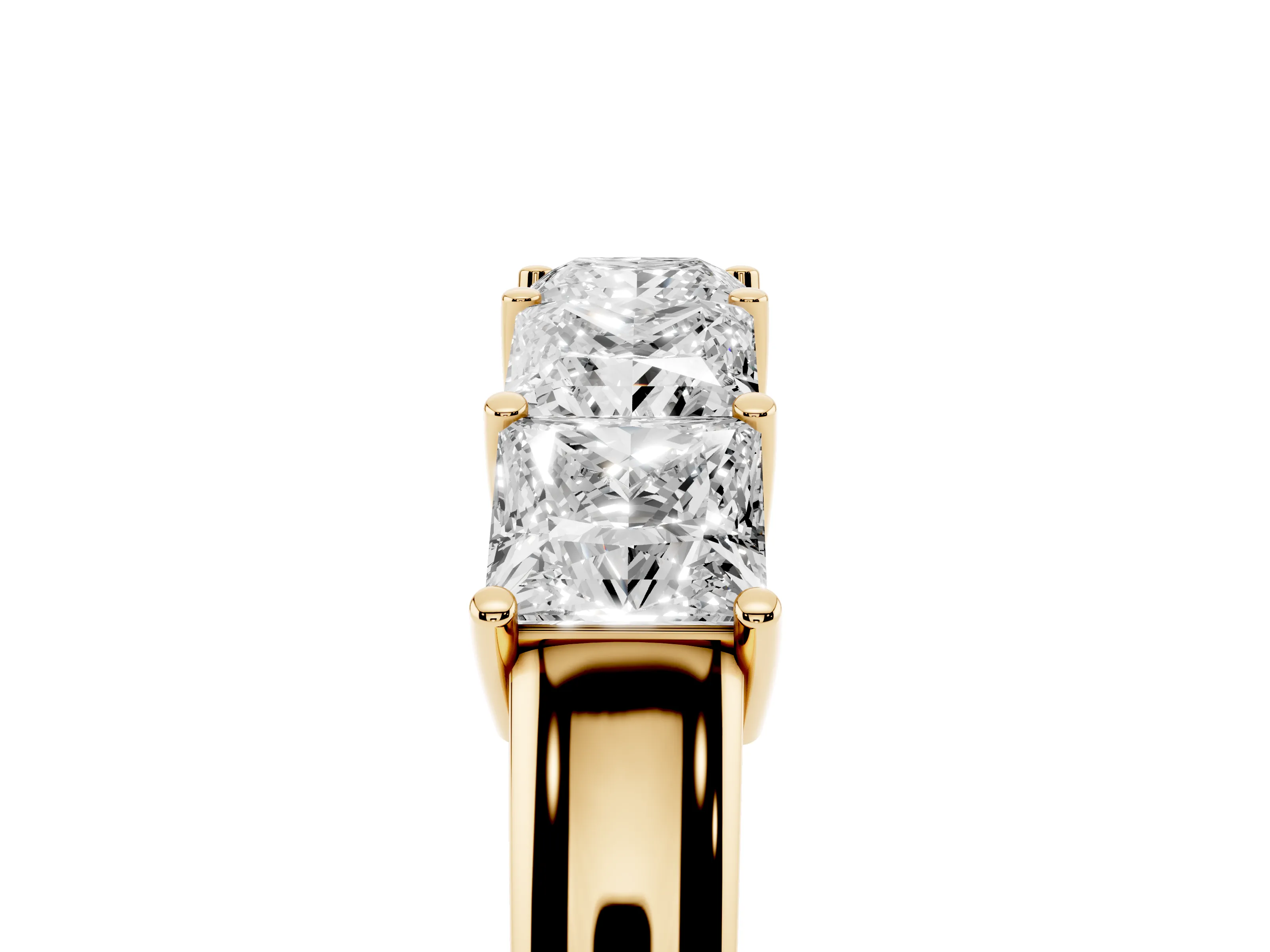 Princess Cut Diamond Five-Stone Band Set in Yellow gold with Prong Setting