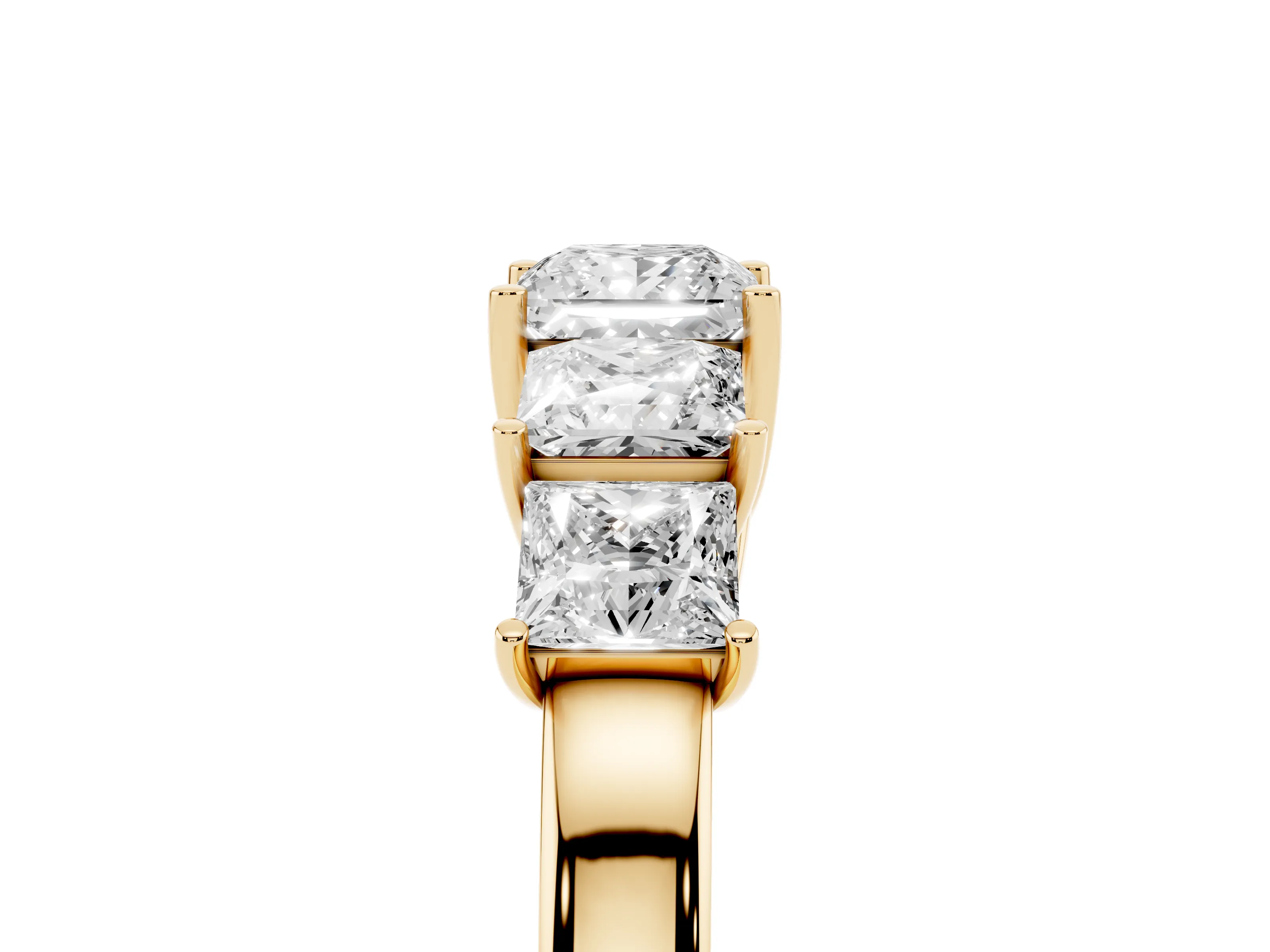 Princess Cut Diamond Five-Stone Ring Set in Yellow gold with Individual Prong Settings