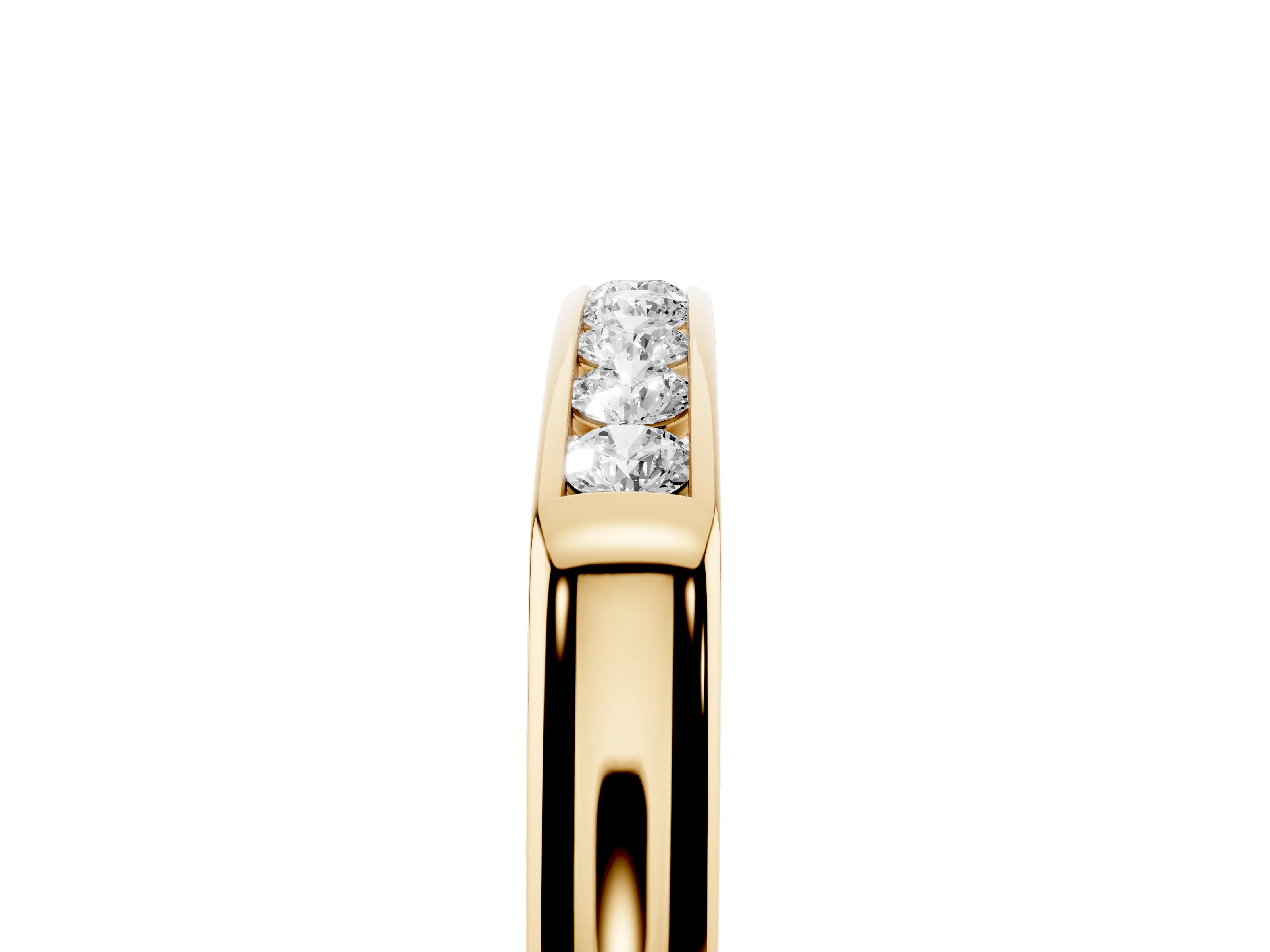 Round Diamond Flat Band Set in Yellow gold with Six-Stone Channel Setting