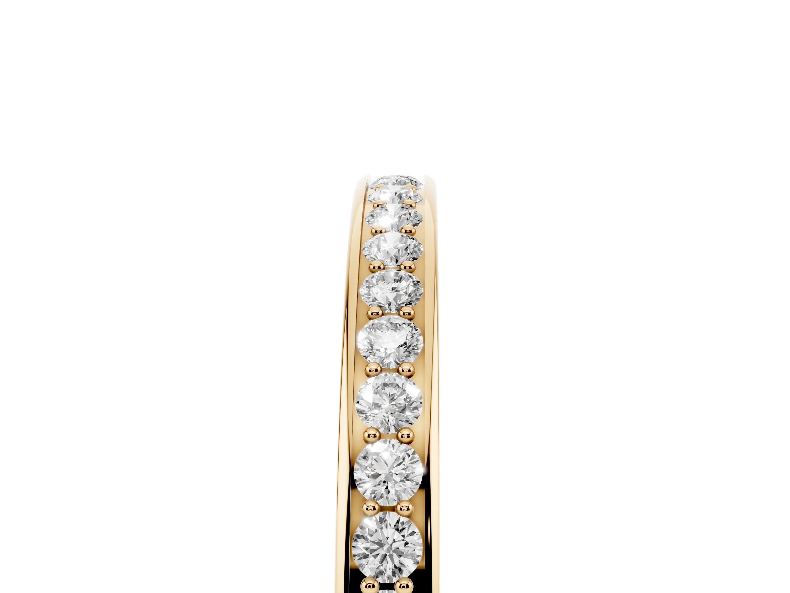 Round Diamond Pavé Half Eternity Band Set in Yellow gold with Open Lower Shank