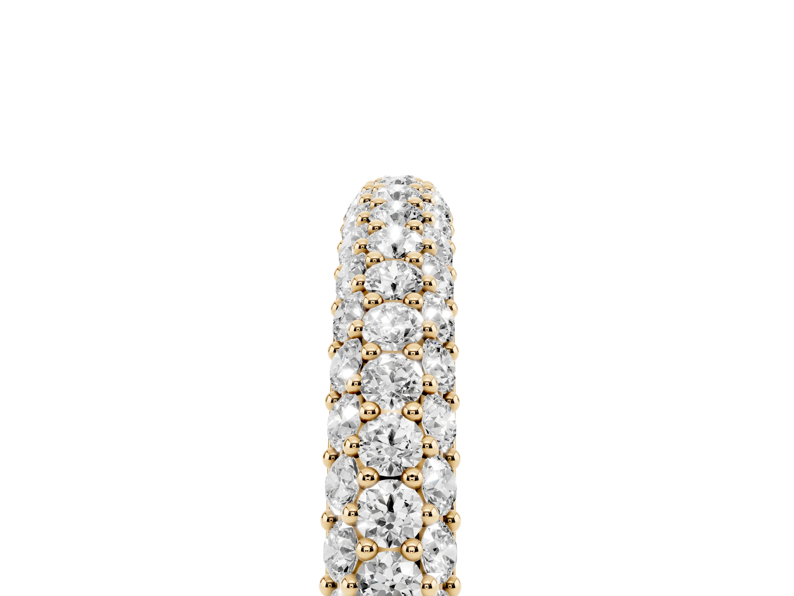 Round Diamond Pavé Eternity Band Set in Yellow gold with Full Circle Row
