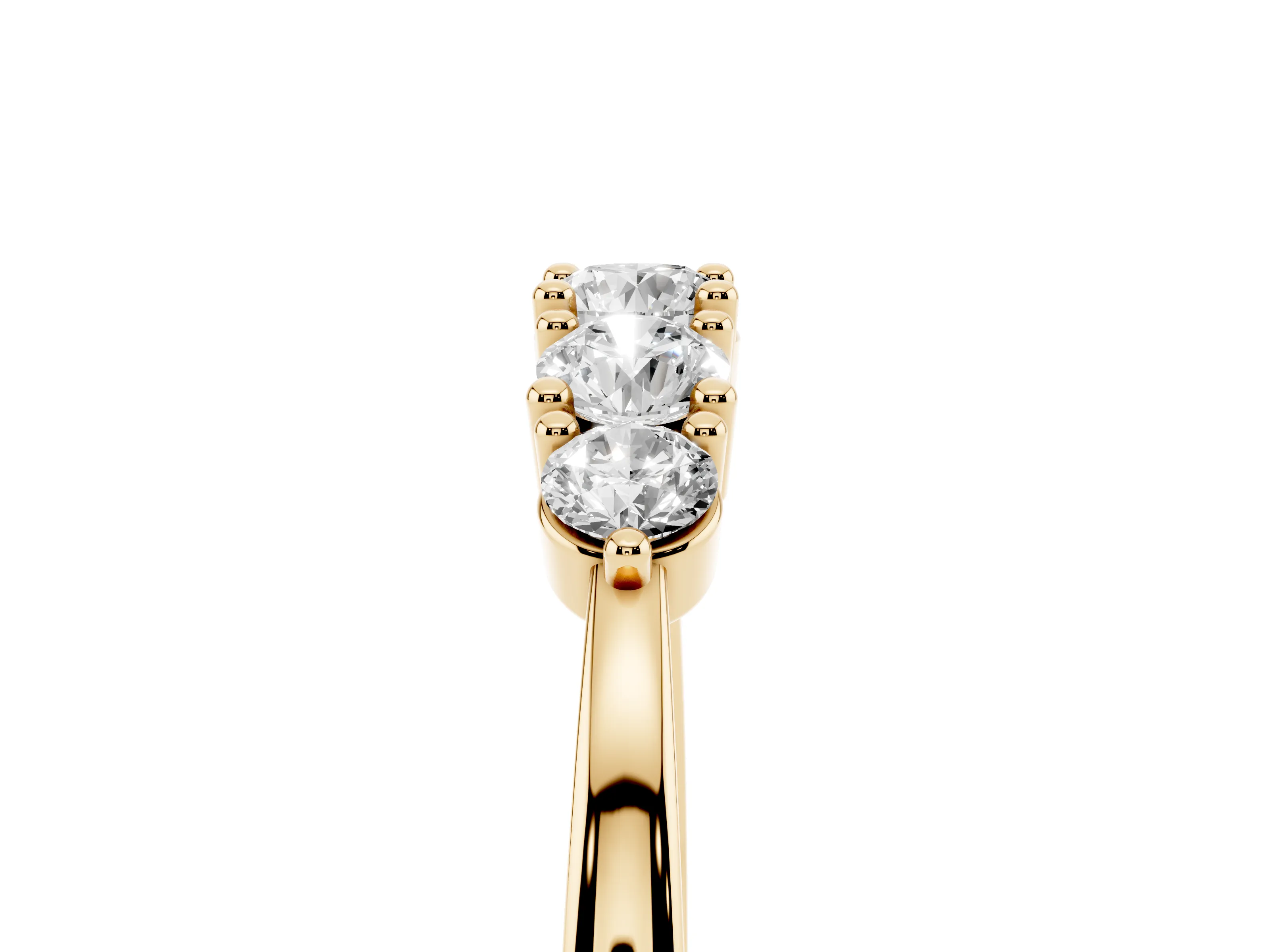 Round Diamond Half Eternity Band Set in Yellow gold with Prong Setting