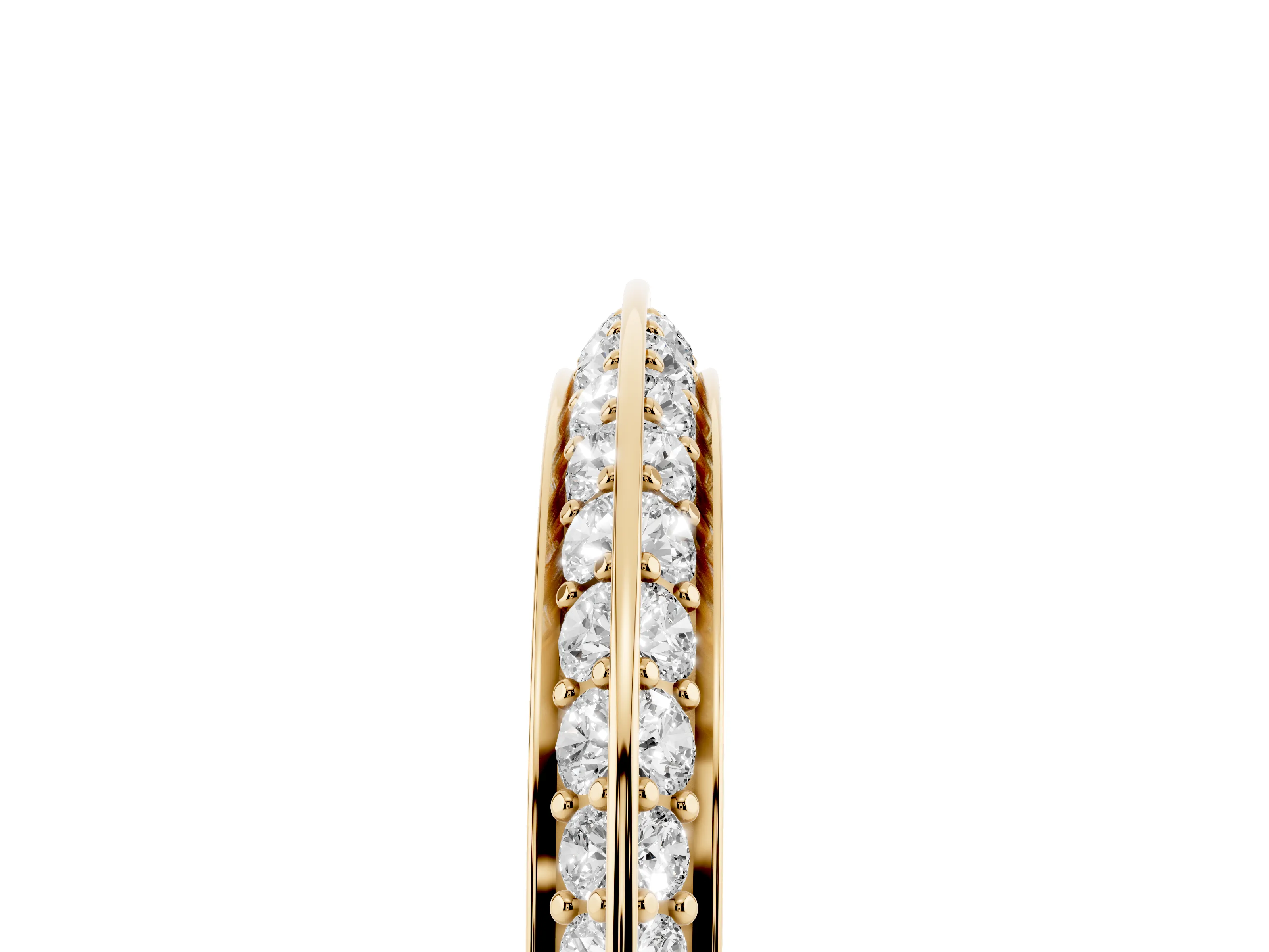Round Diamond Double Row Pavé Eternity Band Set in Yellow gold with Channel Setting