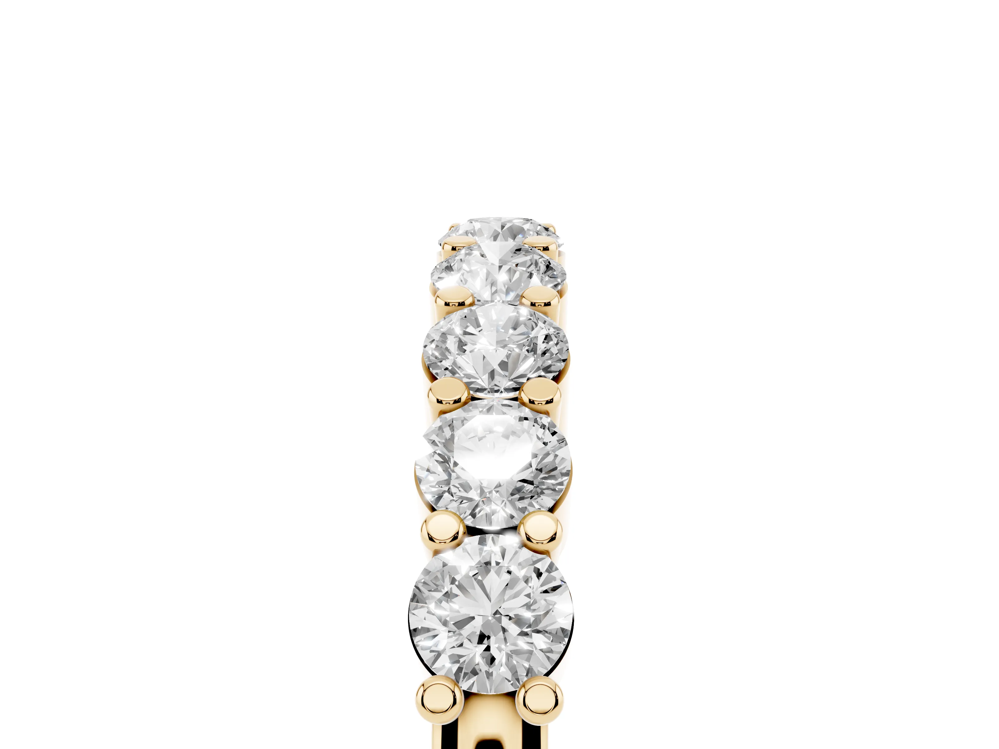 Round Diamond Continuous Row Half Eternity Band Set in Yellow gold with Prong Setting