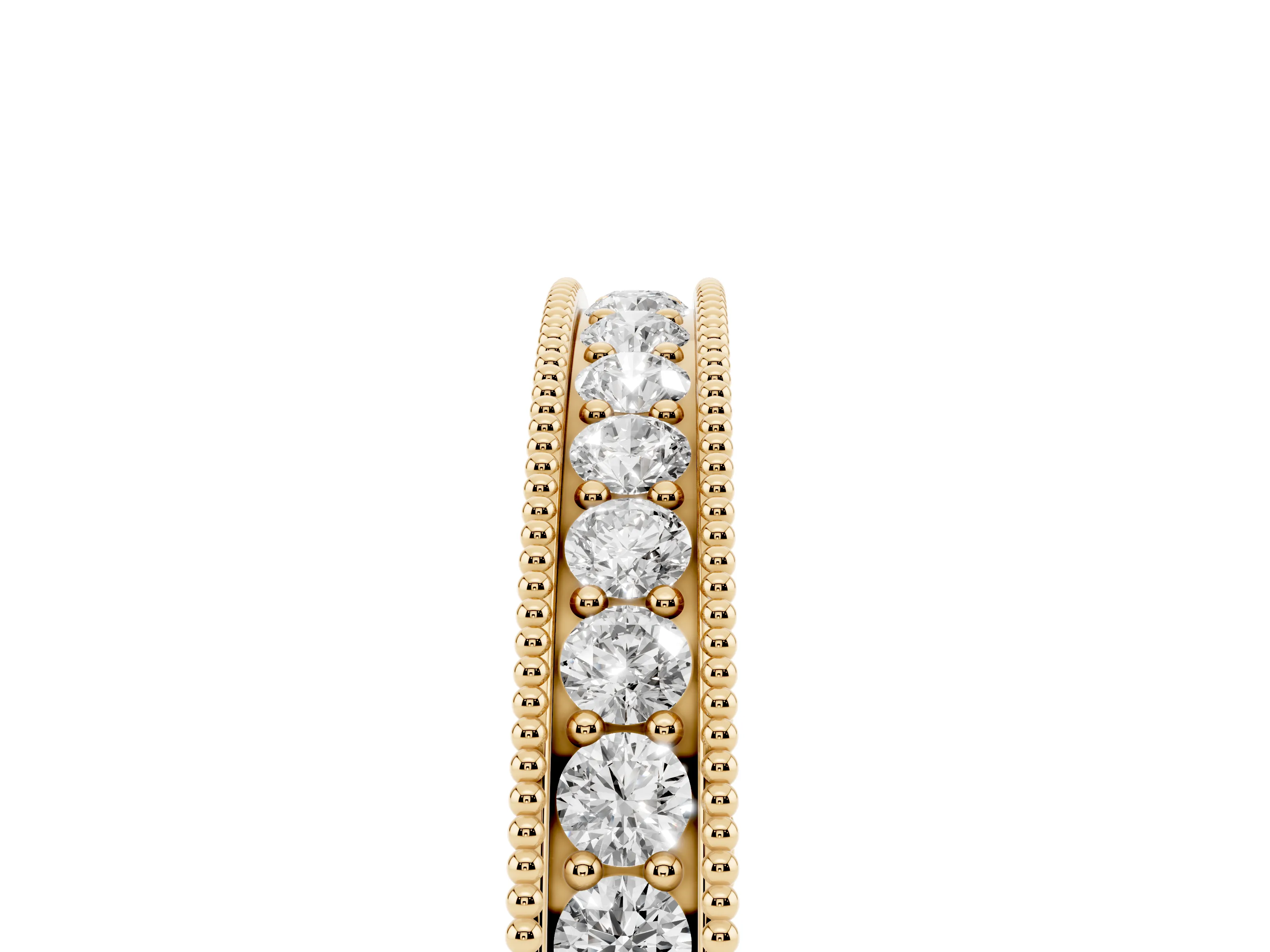 Round Diamond Channel Eternity Band Set in Yellow gold with Milgrain Border and Smooth Channel Top
