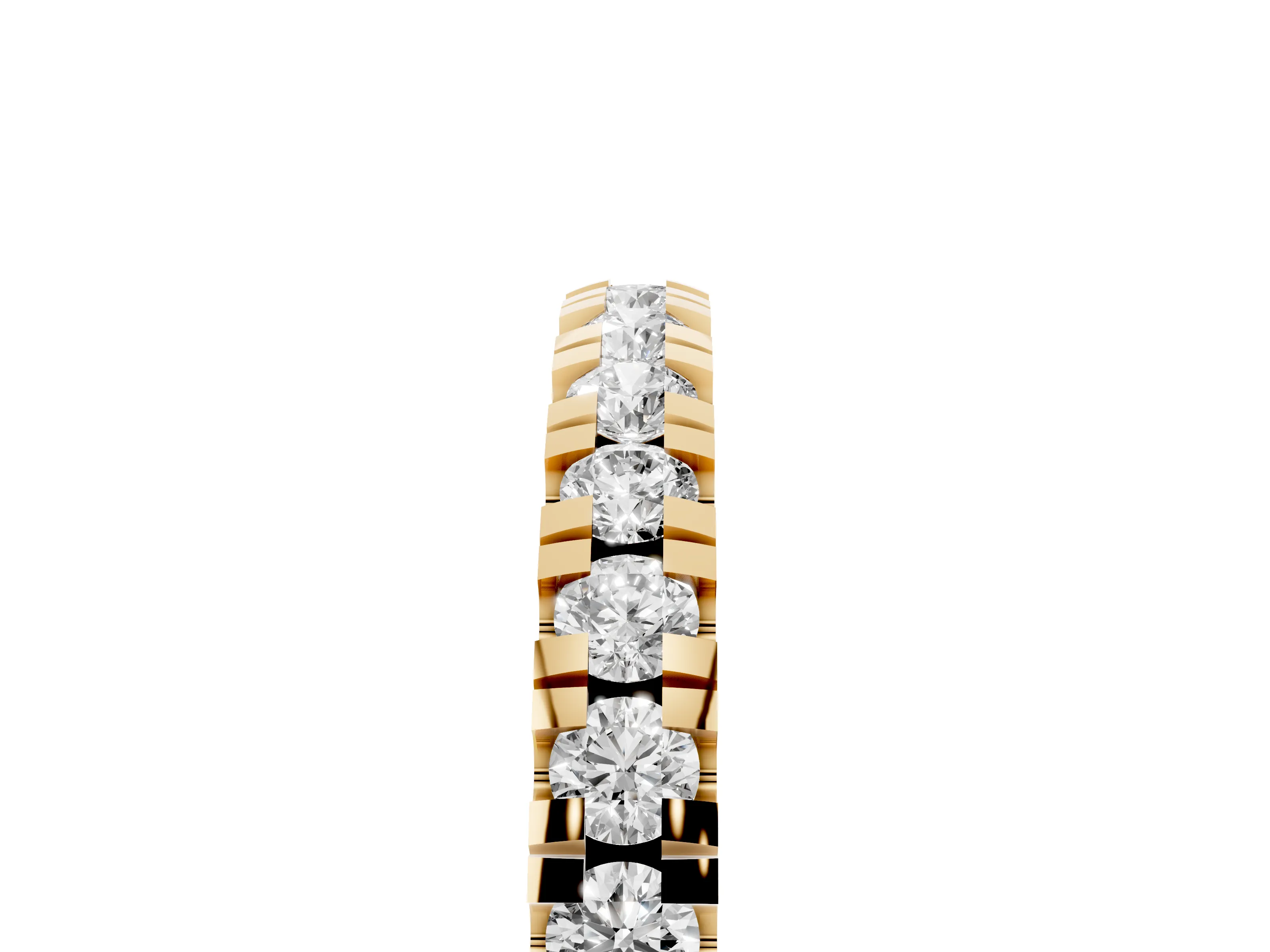 Round Cut Diamond Pavé Thin Band Set in Yellow gold