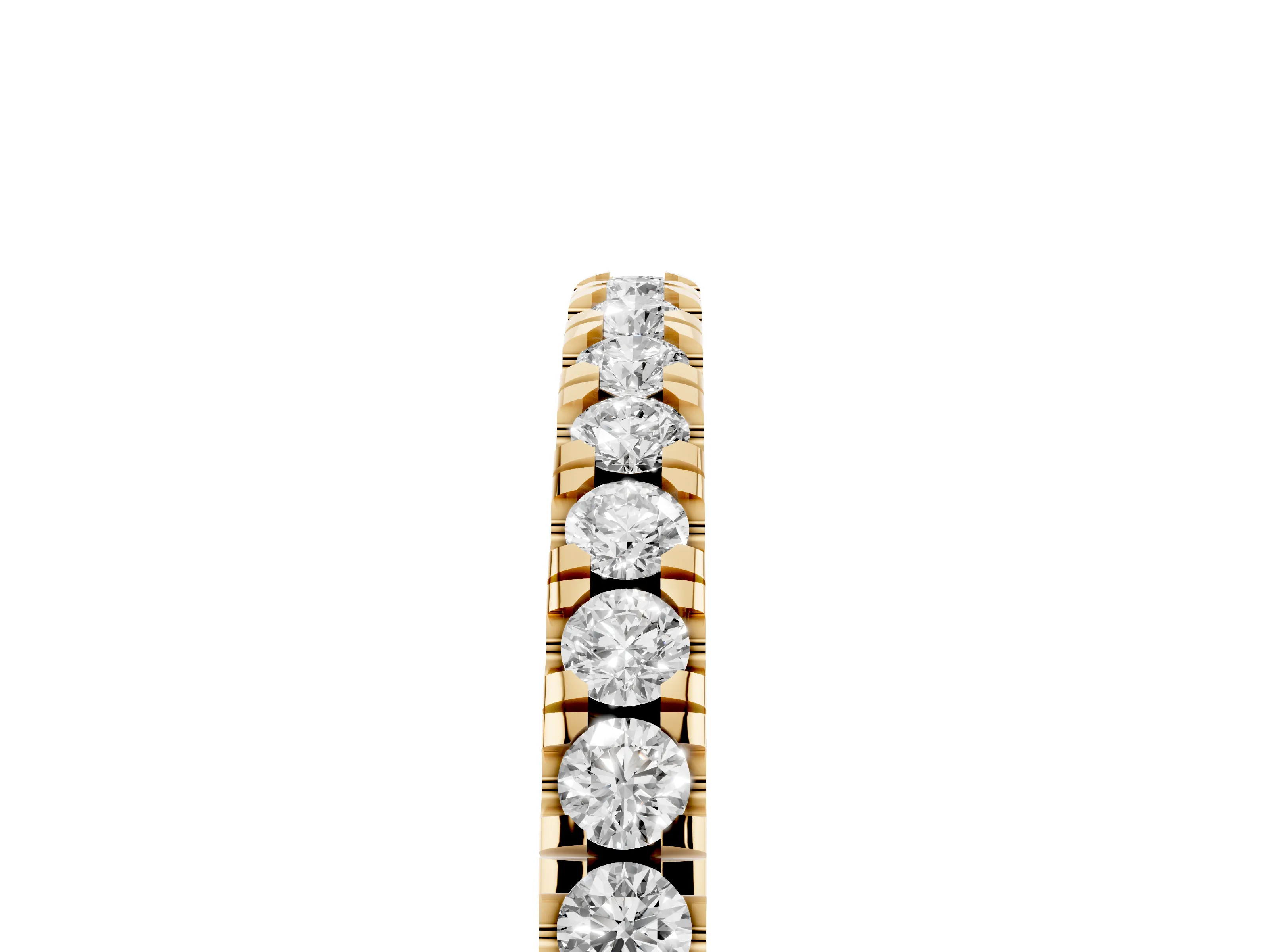 Round Diamond Eternity Band Set in Yellow gold with Pavé-Set Row