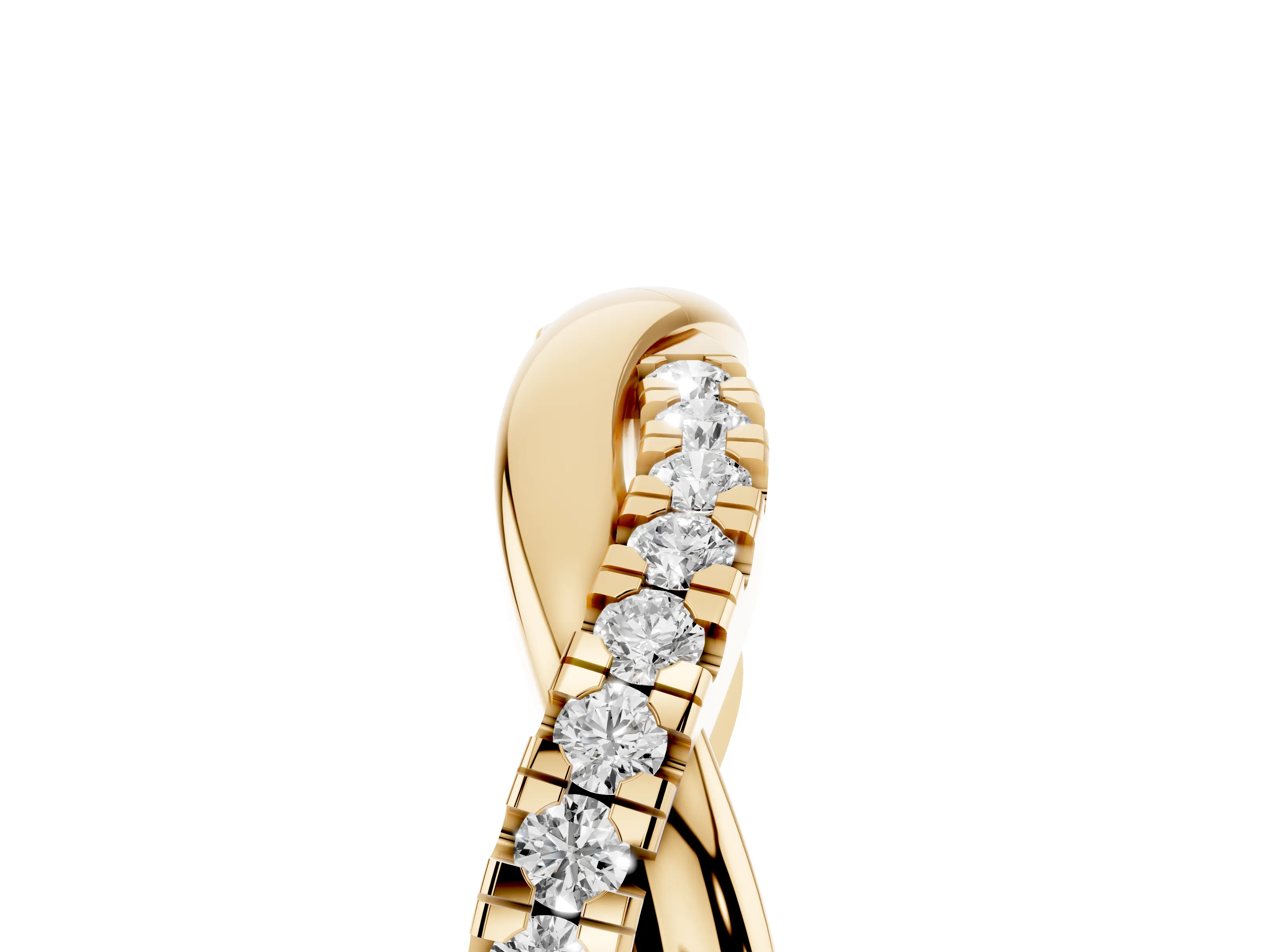 Round Diamond Twisted Infinity Band Set in Yellow gold with Spaced Prong Settings