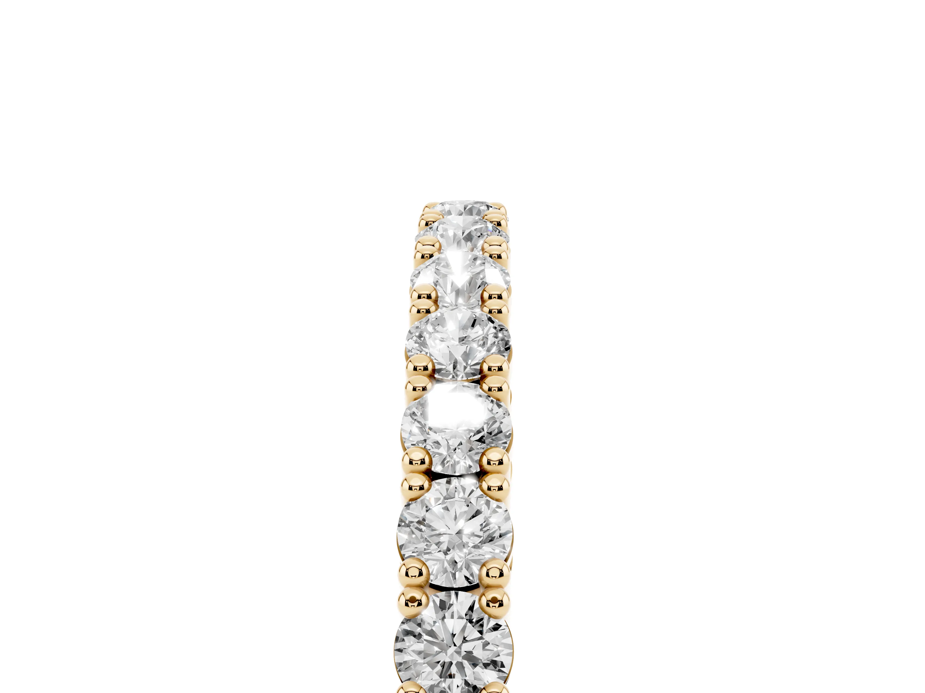 Round Diamond Half Eternity Band Set in Yellow gold with Shared Prongs