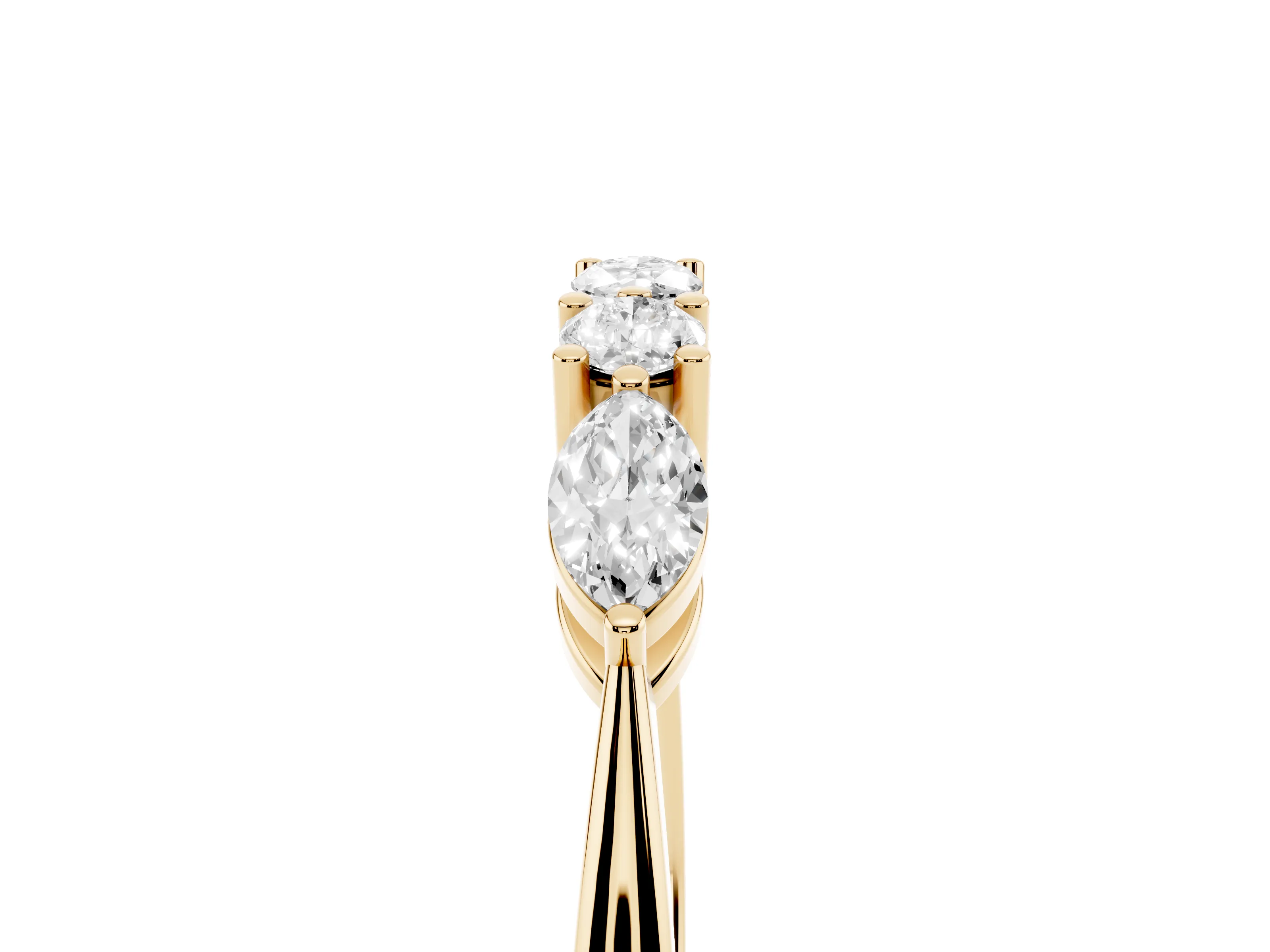 Round Diamond Five-Stone Half Eternity Band Set in Yellow gold with Prong Setting