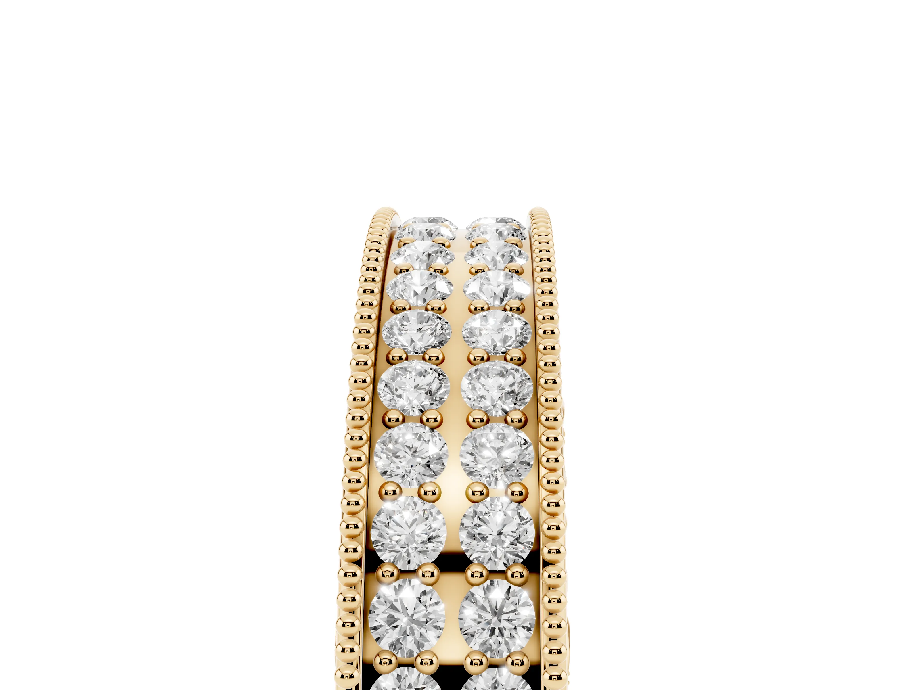 Round Diamond Pavé Eternity Band Set in Yellow gold with Milgrain Edge