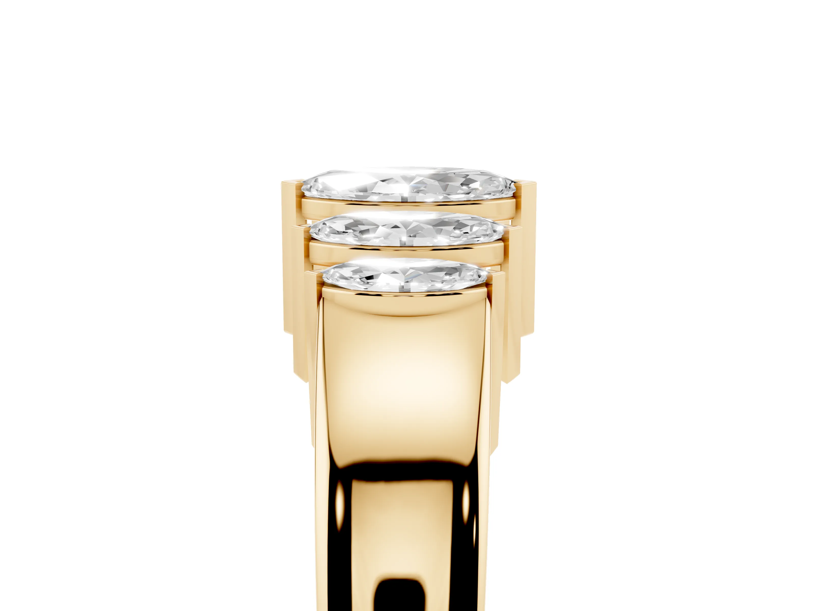 Marquise Diamond Five-Stone Band Set in Yellow gold with Bar Setting