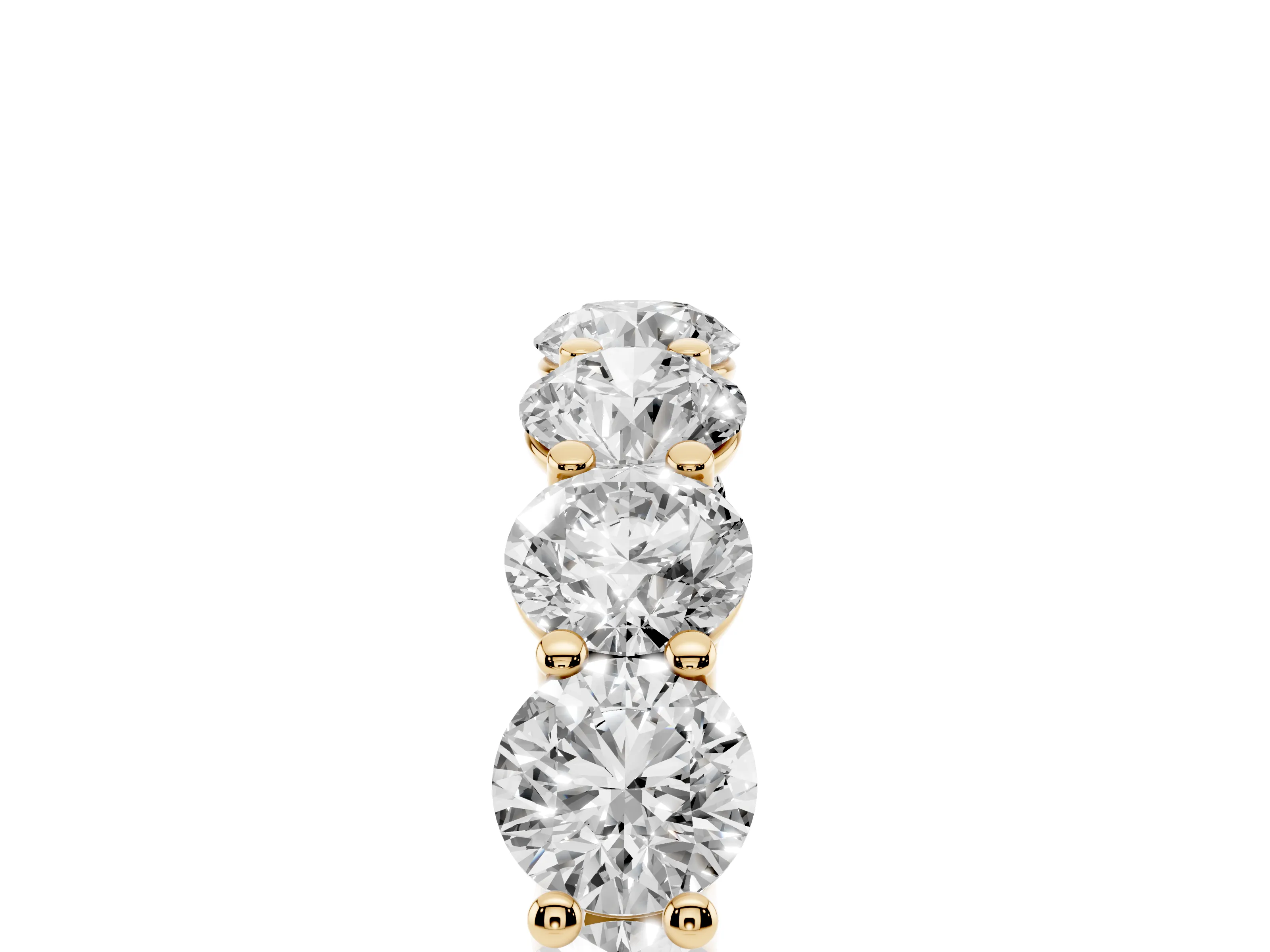Round Diamond Shared Prong Eternity Band Set in Yellow gold