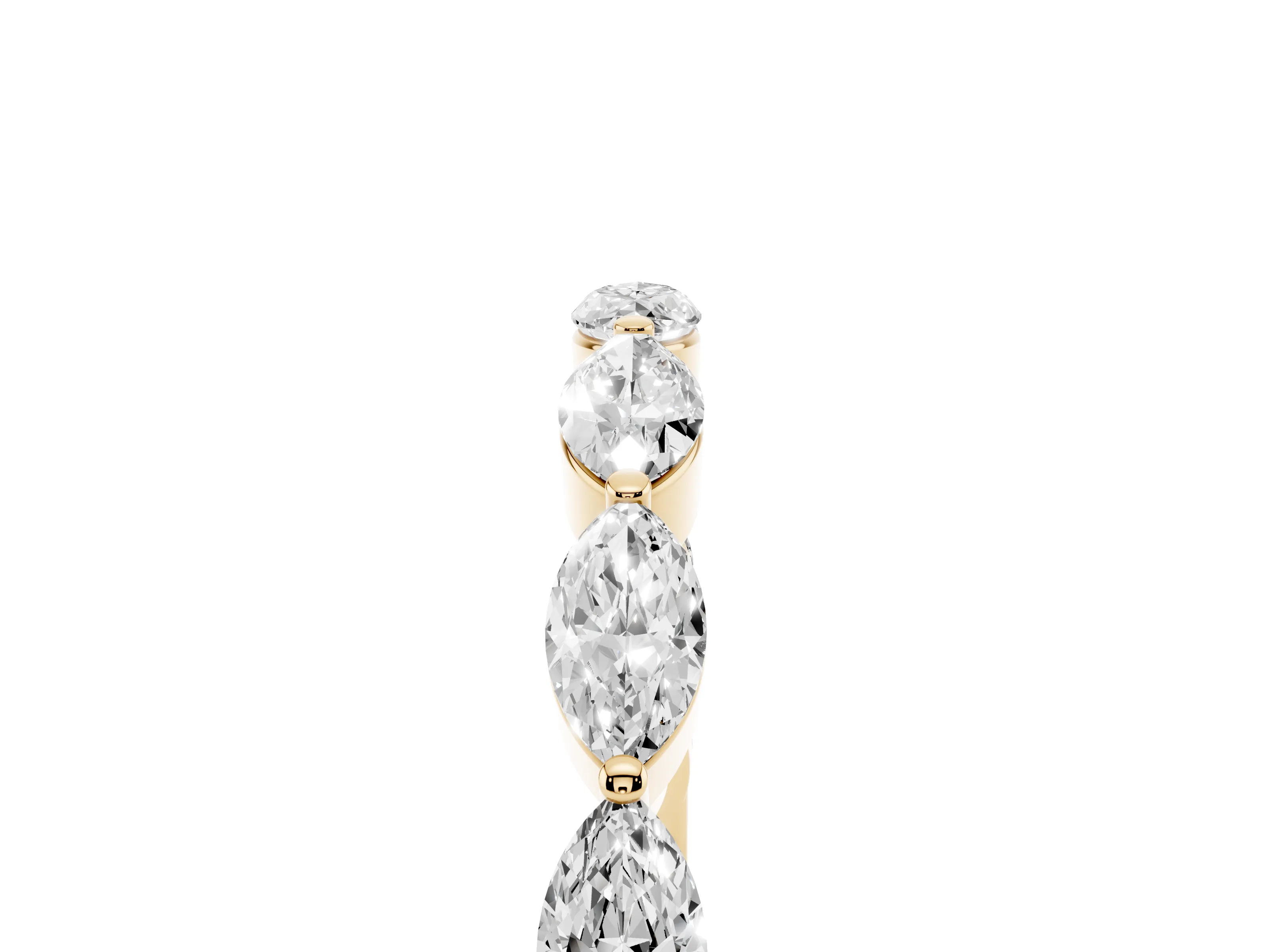 Marquise Diamond Half Eternity Band Set in Yellow gold with Prong Setting