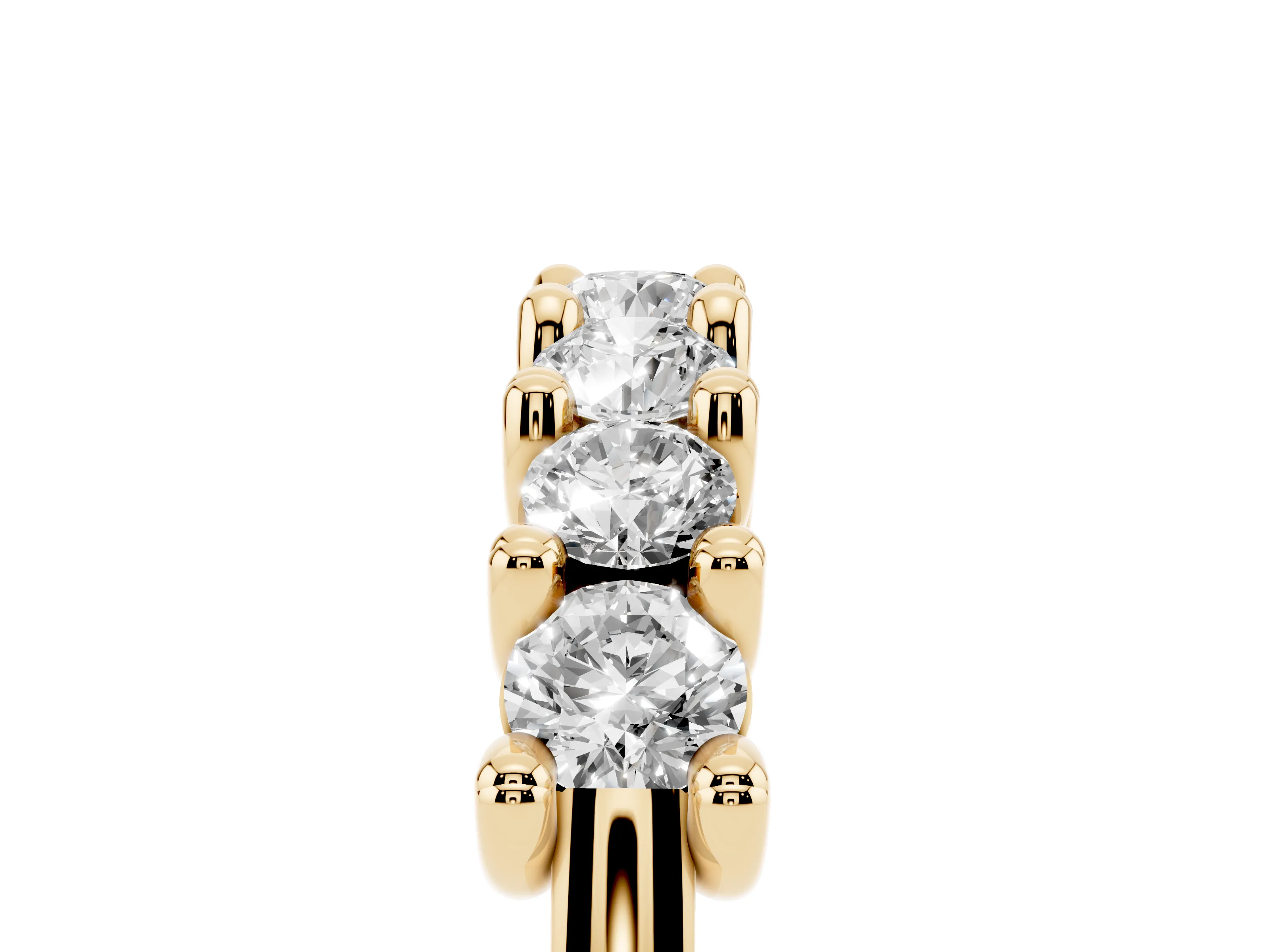 Round Diamond Half Eternity Band Set in Yellow gold with Secure Prong Setting