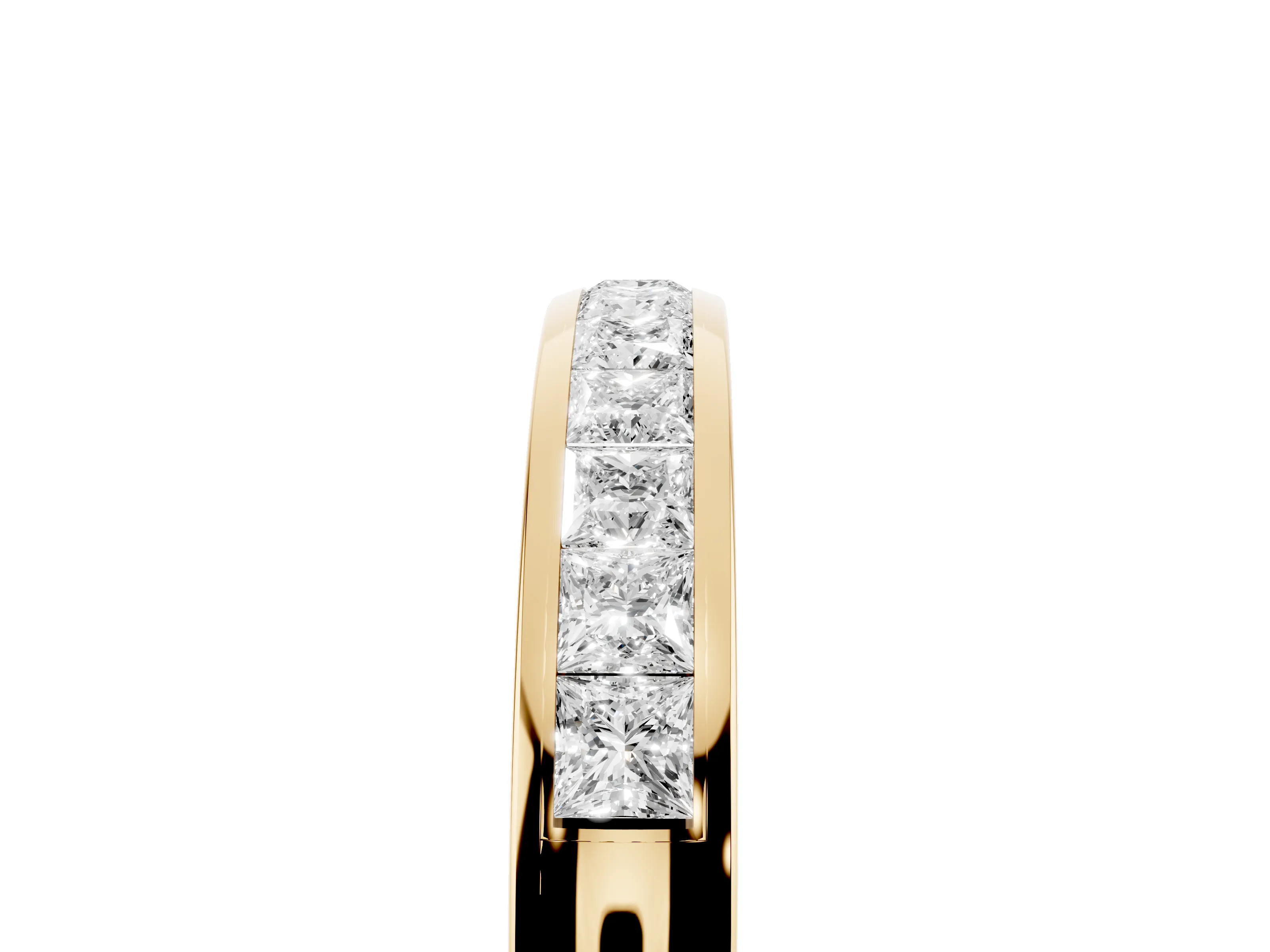 Princess Diamond Eternity Band Set in Yellow gold with Channel Setting and Comfort Fit