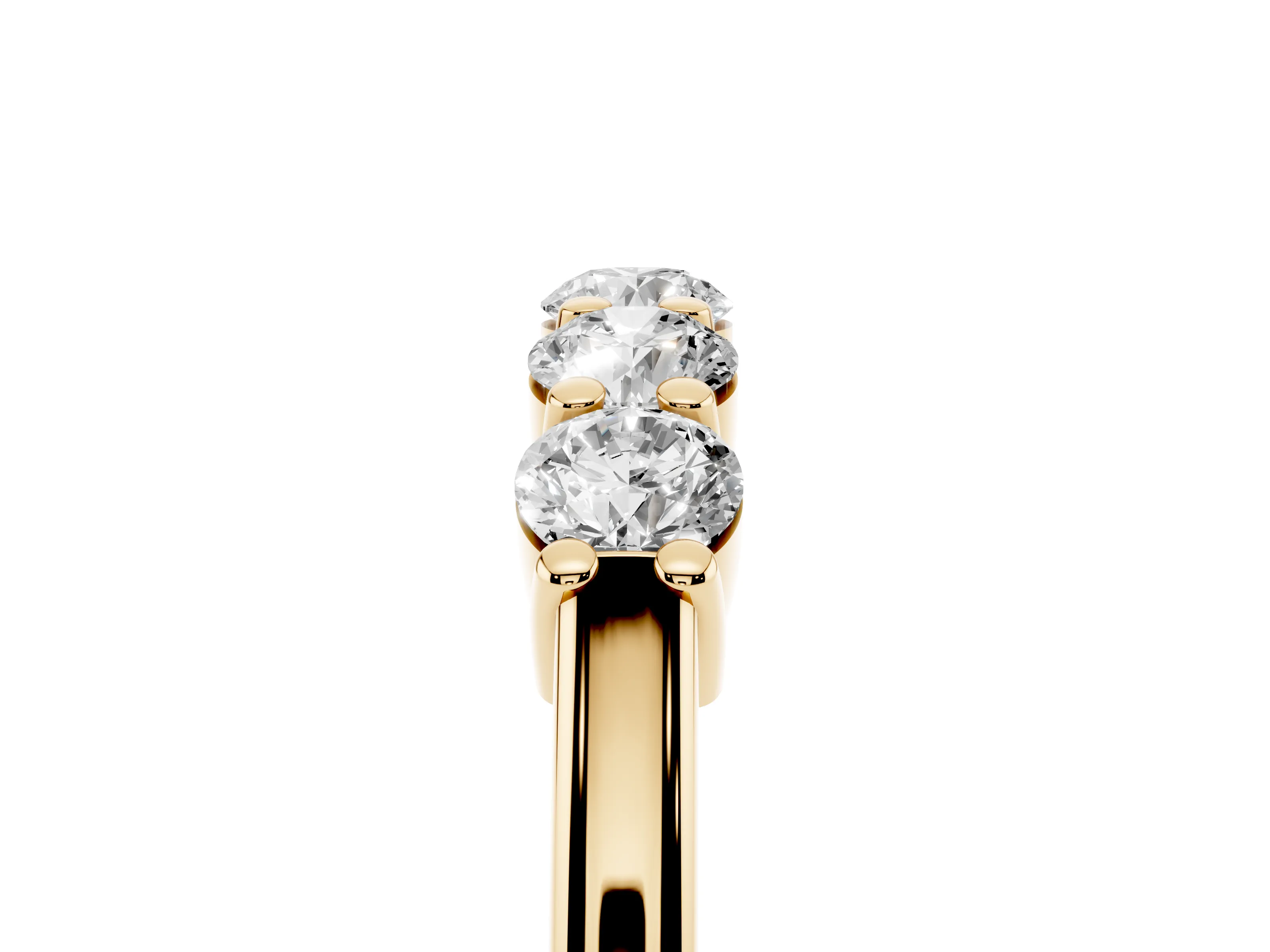 Round Diamond Prong-Set Half Eternity Wedding Band Set in Yellow gold