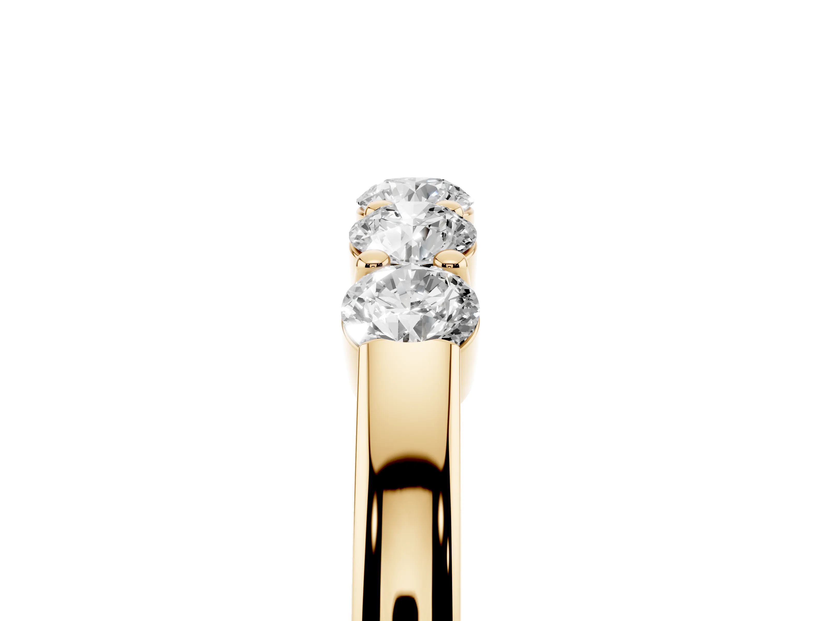 Five-Stone Round Diamond Channel Band Set in Yellow gold with Shared Prong Setting