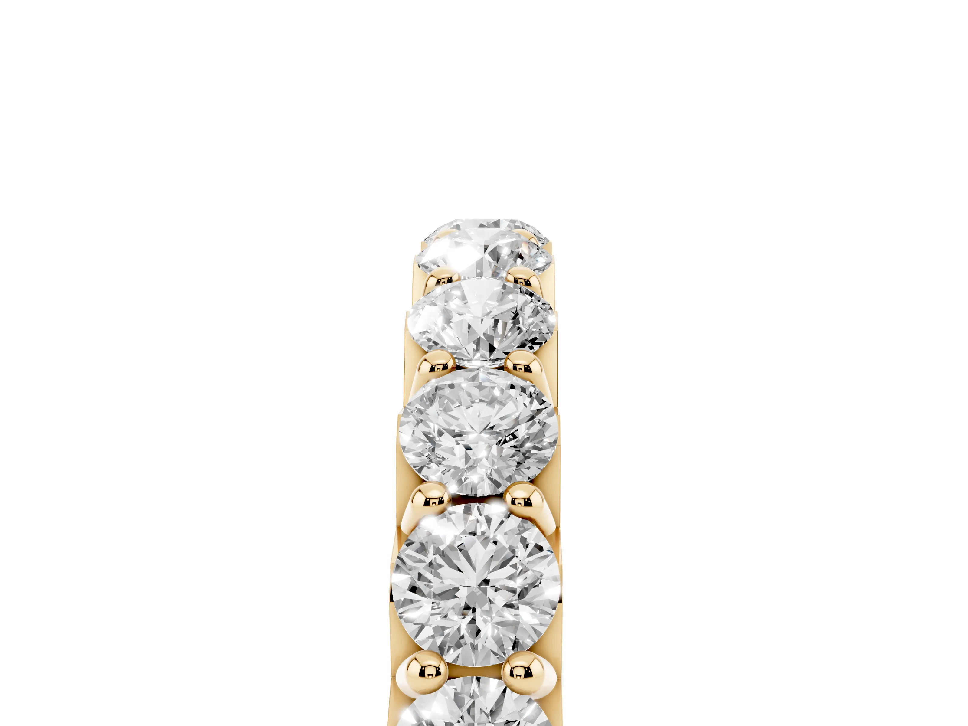 Round Diamond Half Eternity Band Set in Yellow gold with Classic Prong Setting