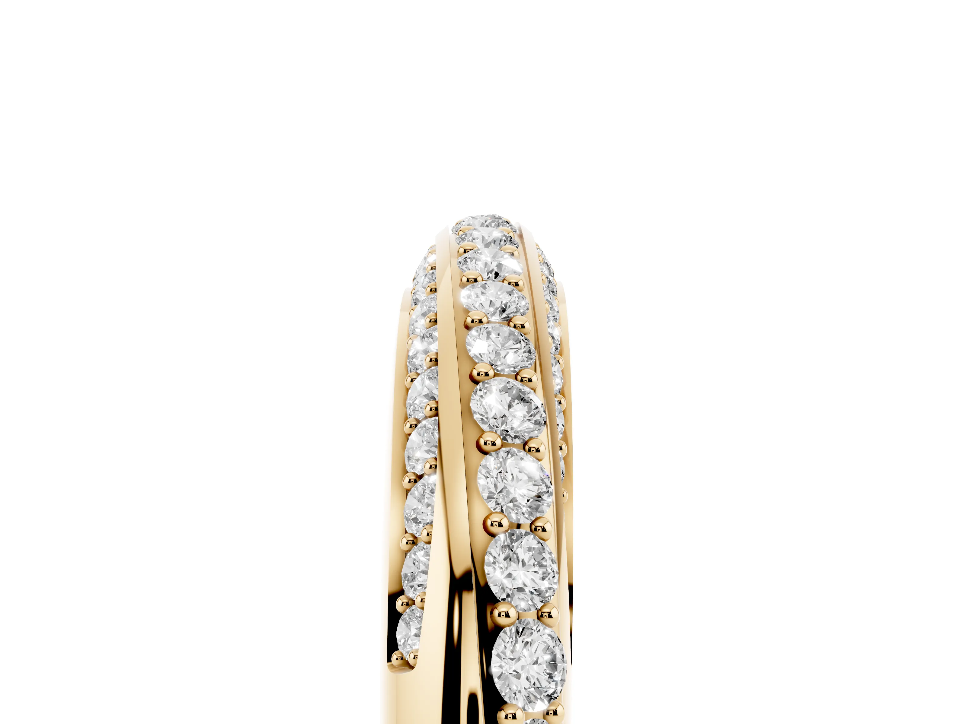 Round Diamond Double Row Pavé Band Set in Yellow gold with Channel Setting