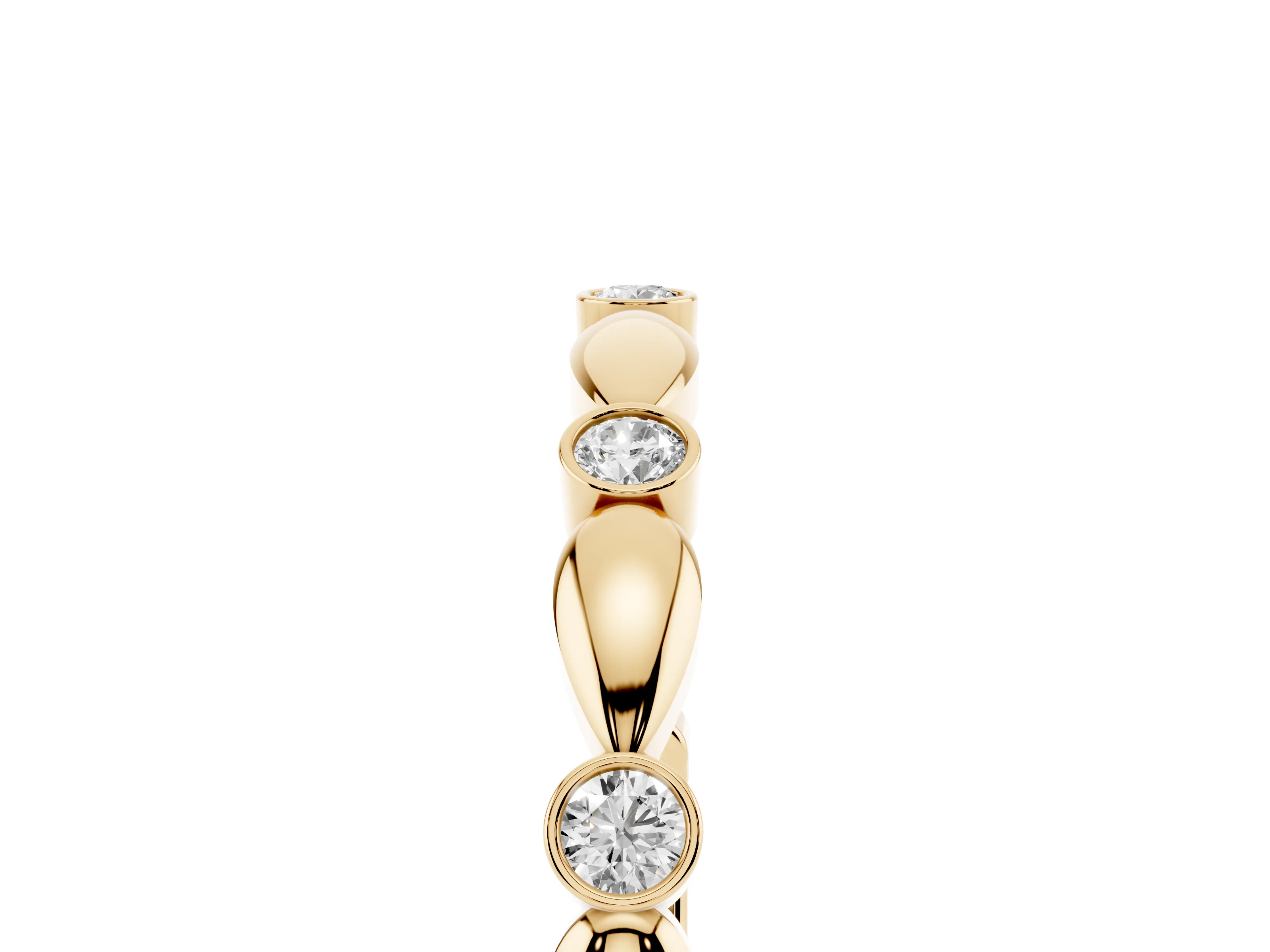 Round Diamond Eternity Band Set in Yellow gold with Bezel Setting and Marquise Metal Accents