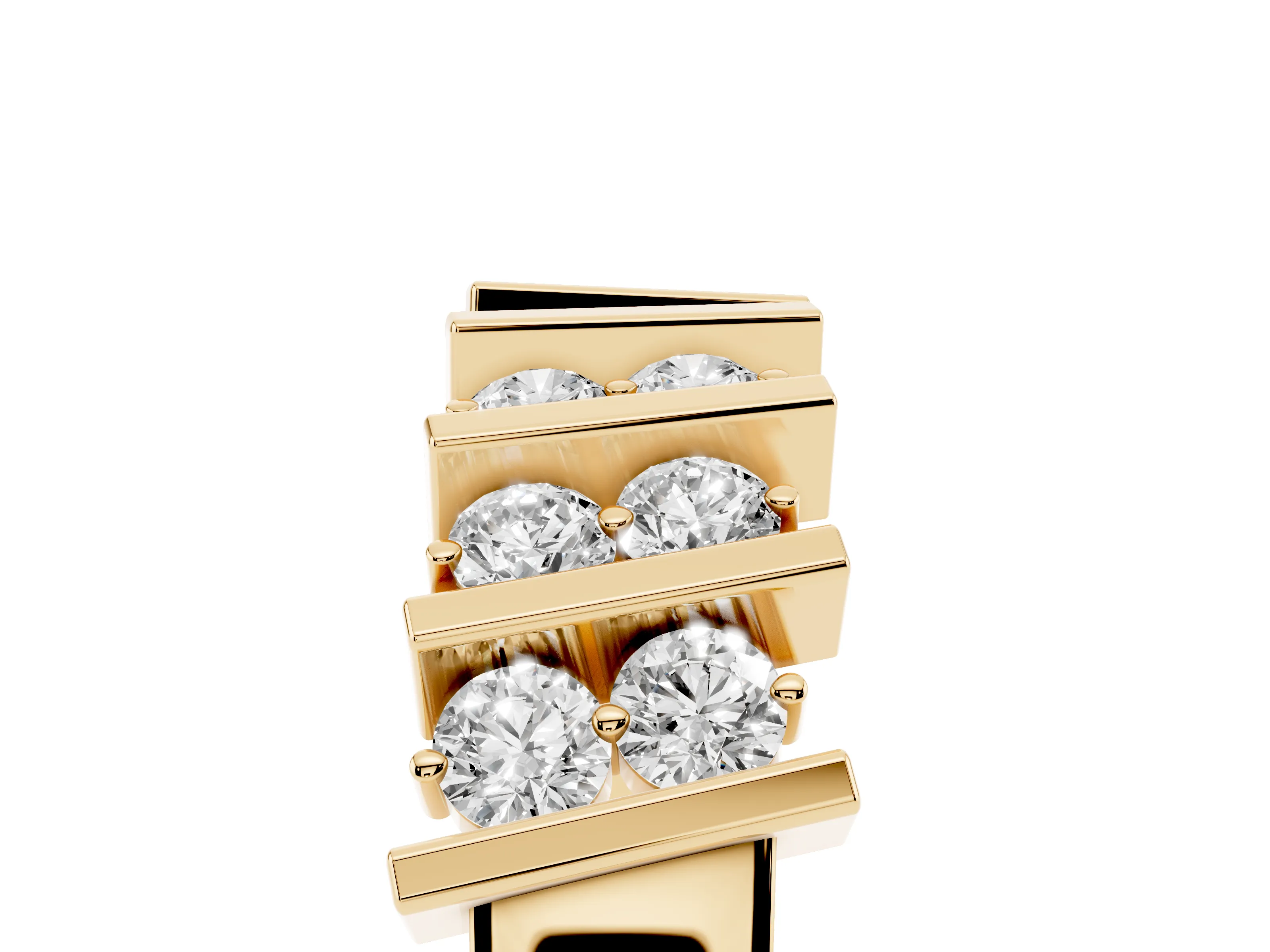 Round Diamond Channel Anniversary Band Set in Yellow gold with Vertical Prongs