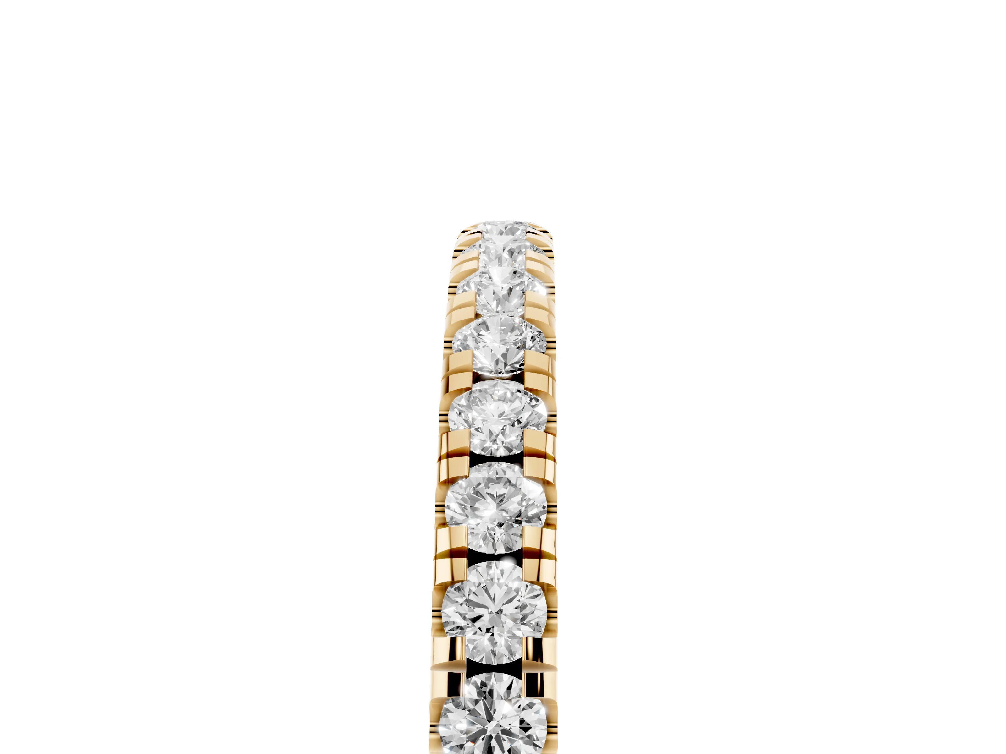 Round Diamond Top-Row Pavé Half Eternity Band Set in Yellow gold with Shared Prongs
