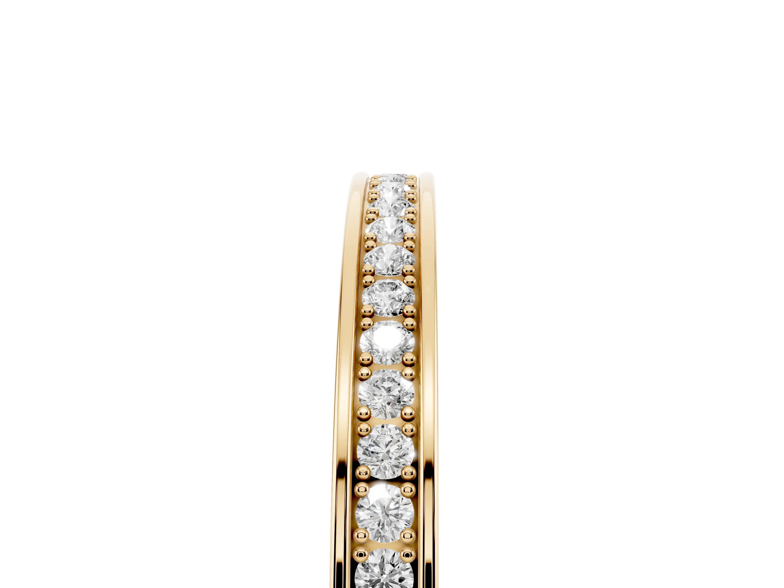 Round Diamond Channel Band Set in Yellow gold with Milgrain Engraving
