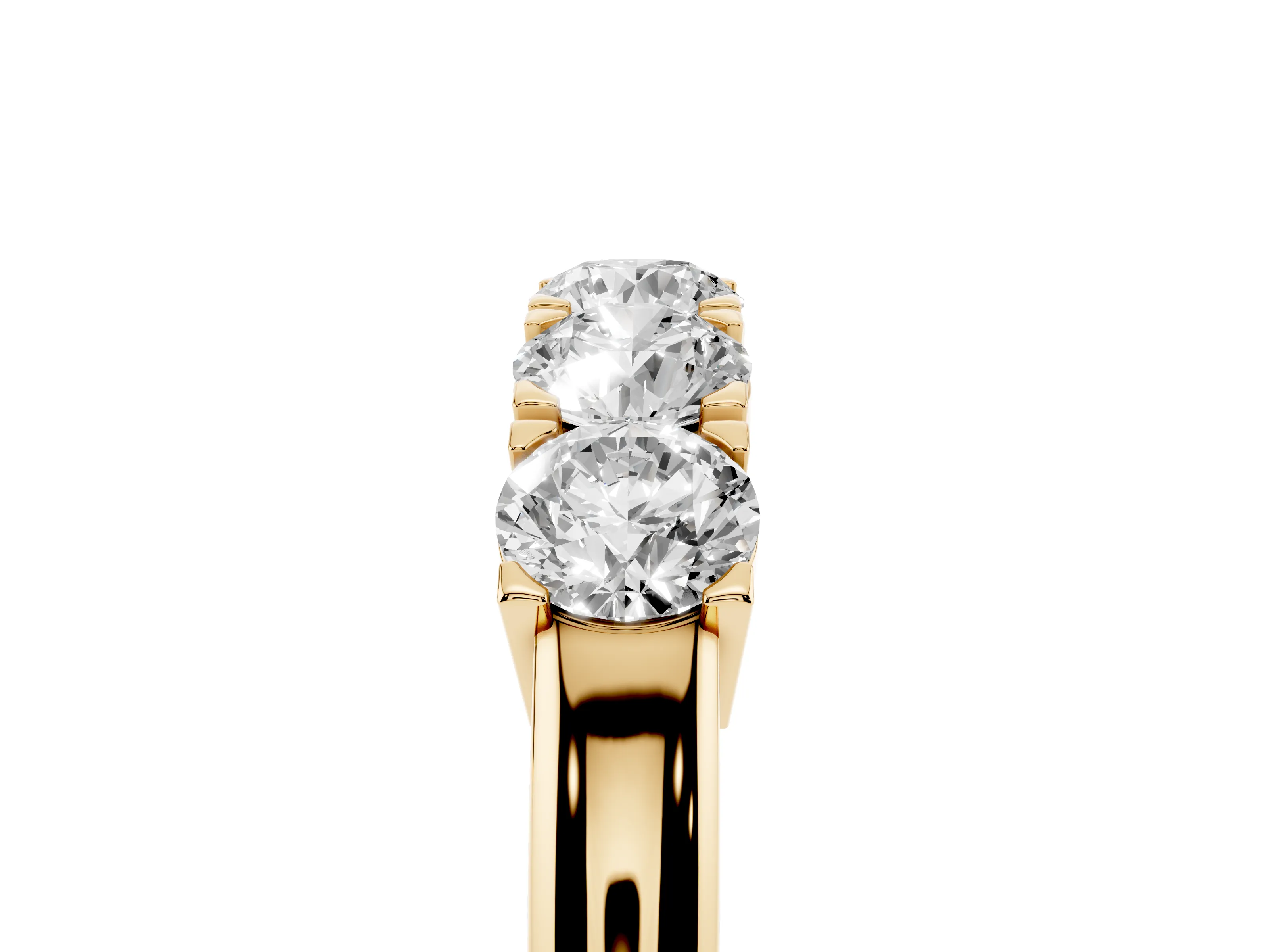 Five-Stone Round Diamond Aligned Row Band Set in Yellow gold with Prong Setting