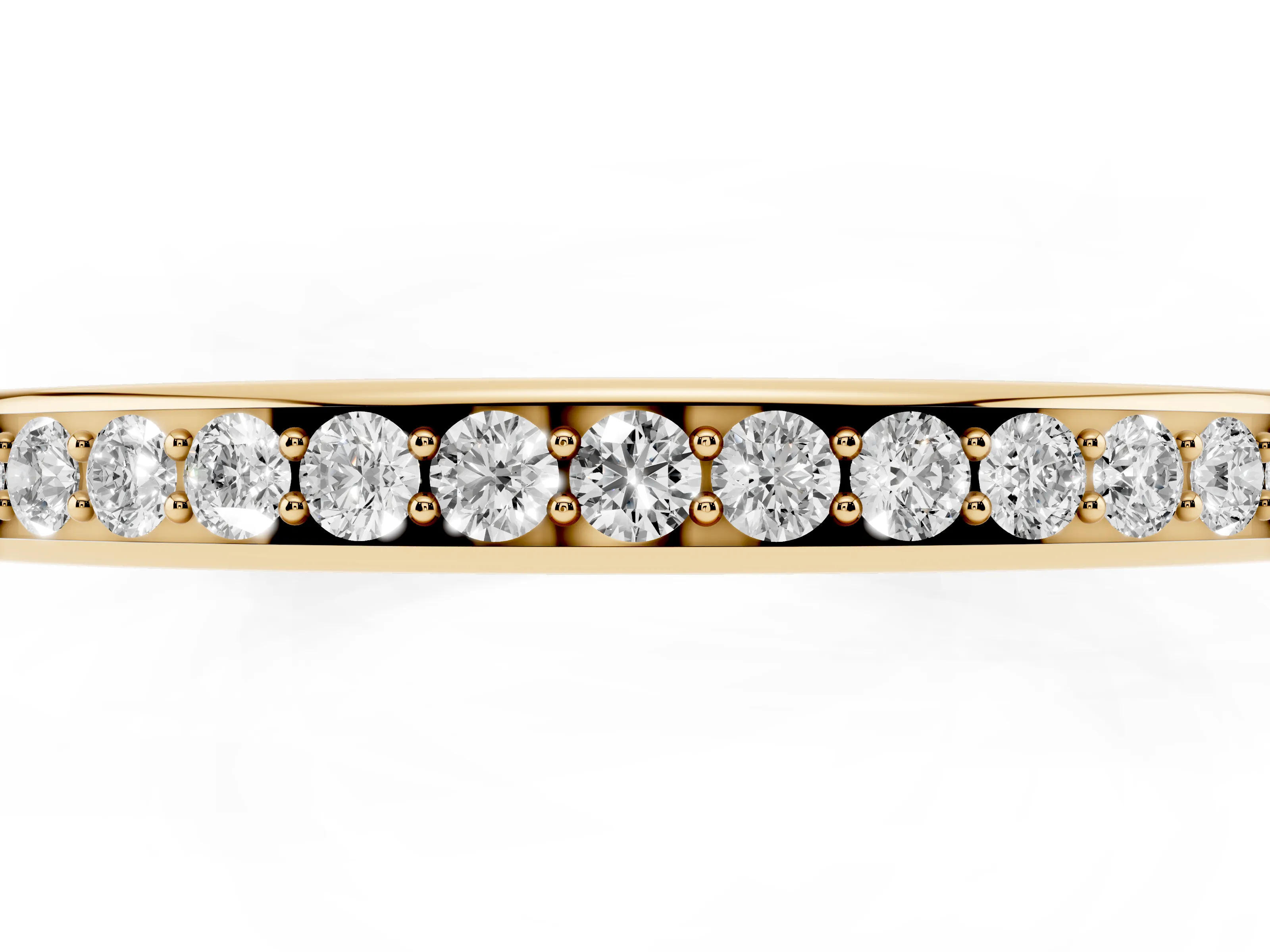 Round Diamond Pavé Half Eternity Band Set in Yellow gold with Open Lower Shank