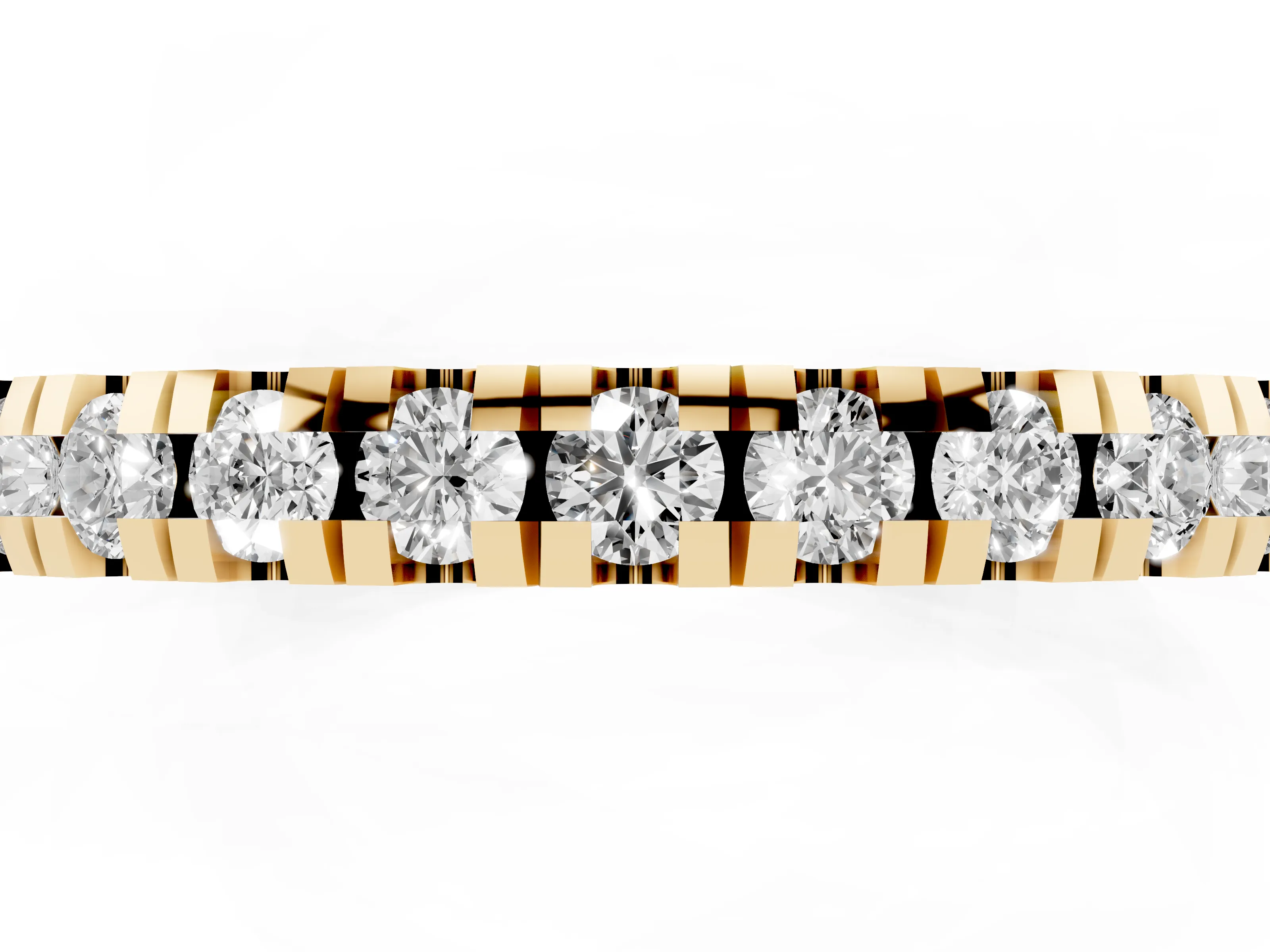 Round Cut Diamond Pavé Thin Band Set in Yellow gold